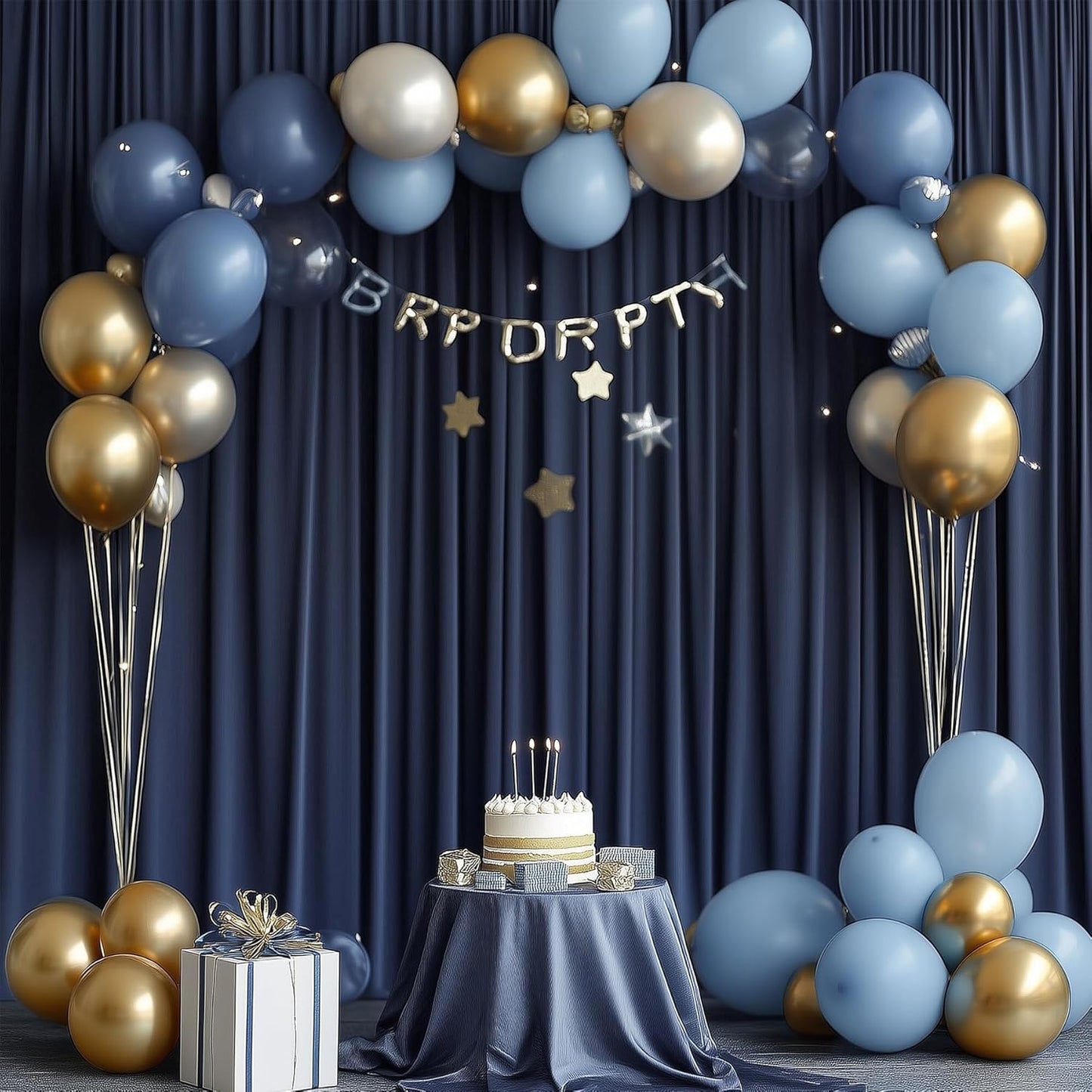 60ftx12ft Wrinkle Free Navy Blue Backdrop Curtain, 12 Panels 12FT Height Navy Blue Wedding Backdrop Drapes, Silky Polyester Back Drop Cloth for Birthday Photography Background Party Backdrop Draping