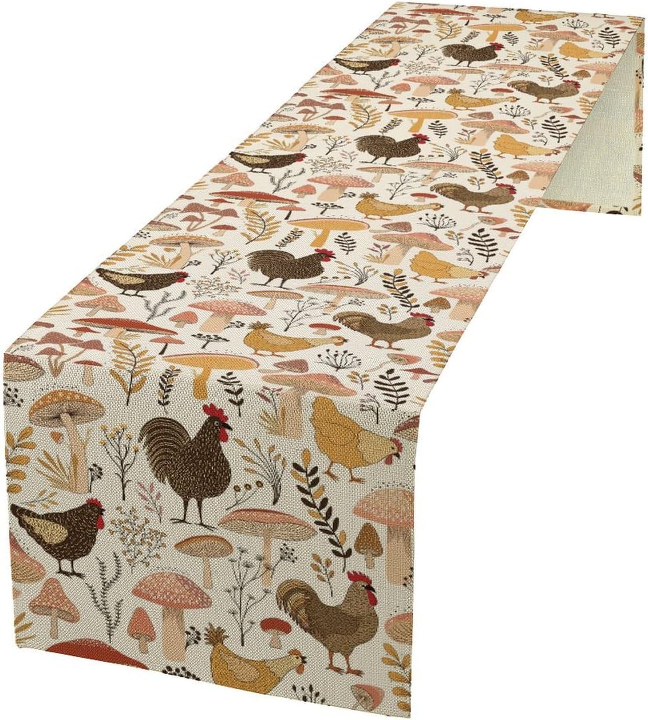 Mushroom Table Runner,Retro Natural Plant Famhouse Table Runner for Kitchen Dining Table Home Party Decoration 13x36 Inch