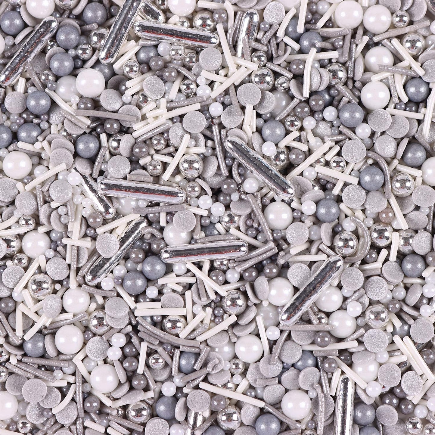 Silver Sprinkles for Cake Decorating, Silver Rob Sprinkles, Silver Pearl Sprinkles, Jimmy Sprinkles, Perfect for Cupcakes, Macaron, Cookies, Waffles, and Ice Cream Topping(120g/4.23oz)