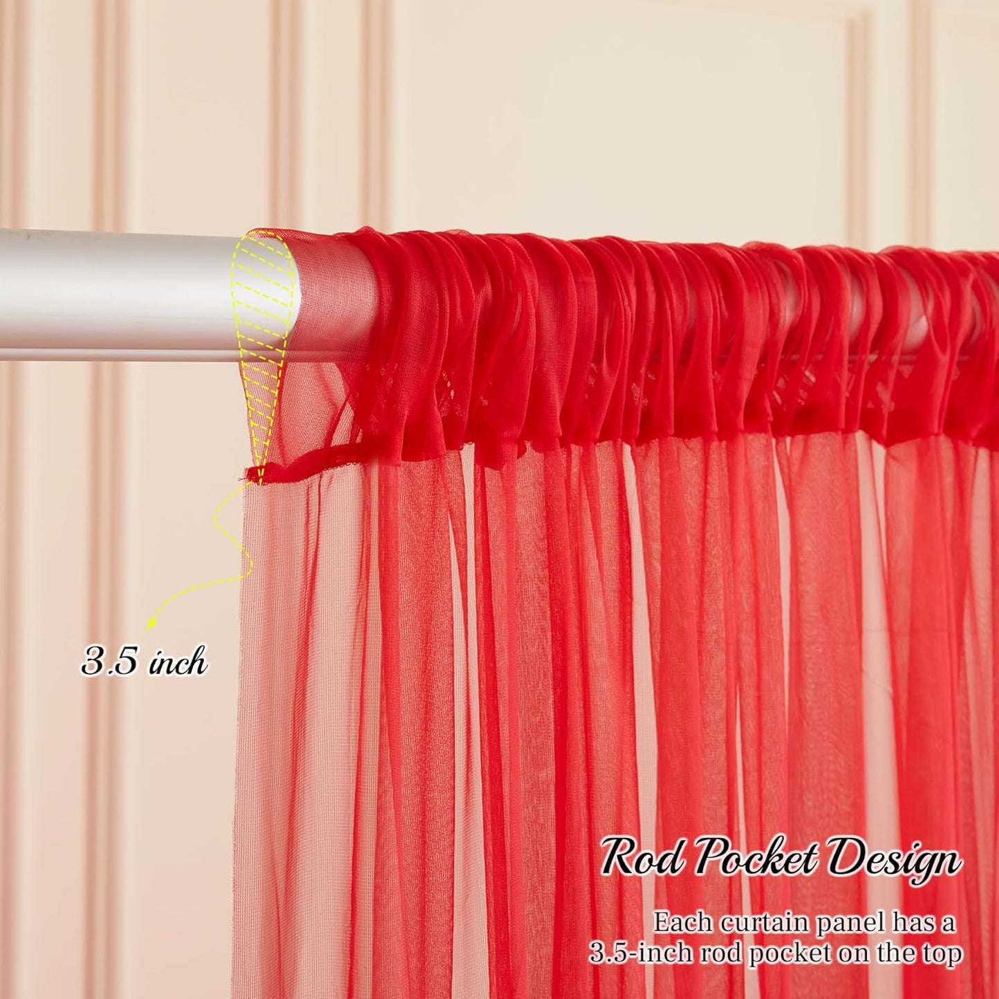 20ft X 10ft Red Tulle Backdrop Curtain for Parites, Sheer Backdrop Curtains Fabric Drapes for Wedding Ceremony Arch Party Stage Decorations