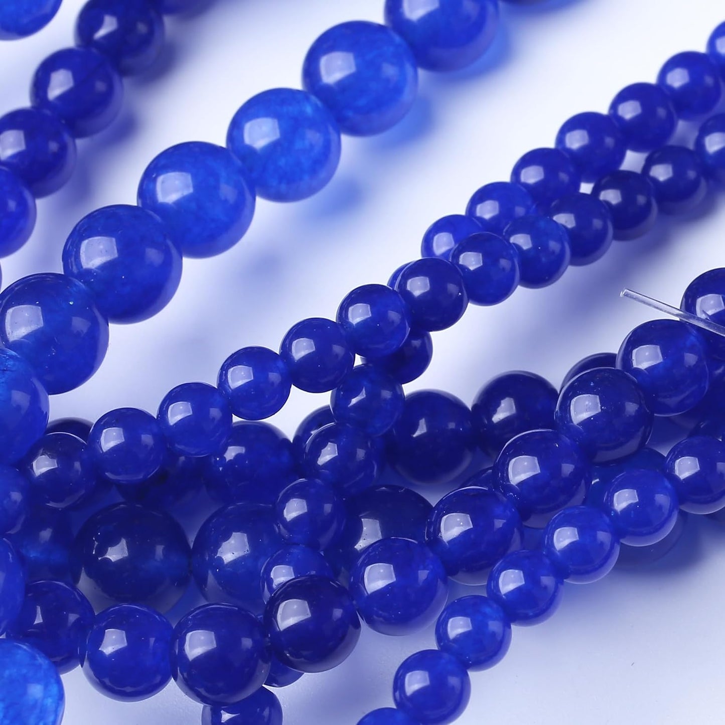 Mysterious Blue Chalcedony Stone Beads Gemstone Round Crystal Energy Jade Beads Stone Beads for Jewelry Making DIY Bracelet Necklace Jewelry Making 1 Strand 15.5inch 45PCS 8MM