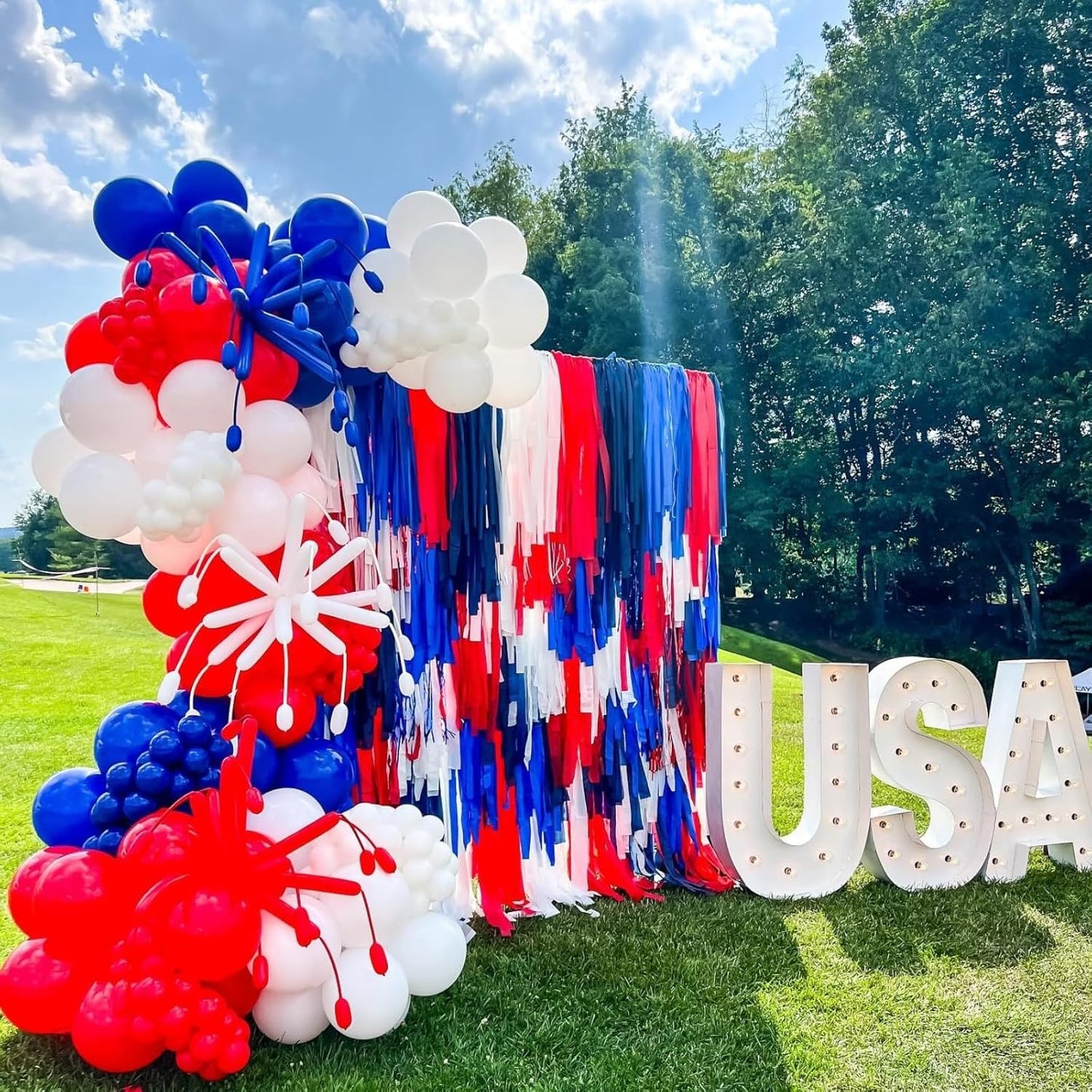 Red White Blue Balloons,50 Pcs 12 Inch Red Blue White Confetti Latex 4th of July Patriotic Nautical Baseball Birthday Graduation Party Supplies