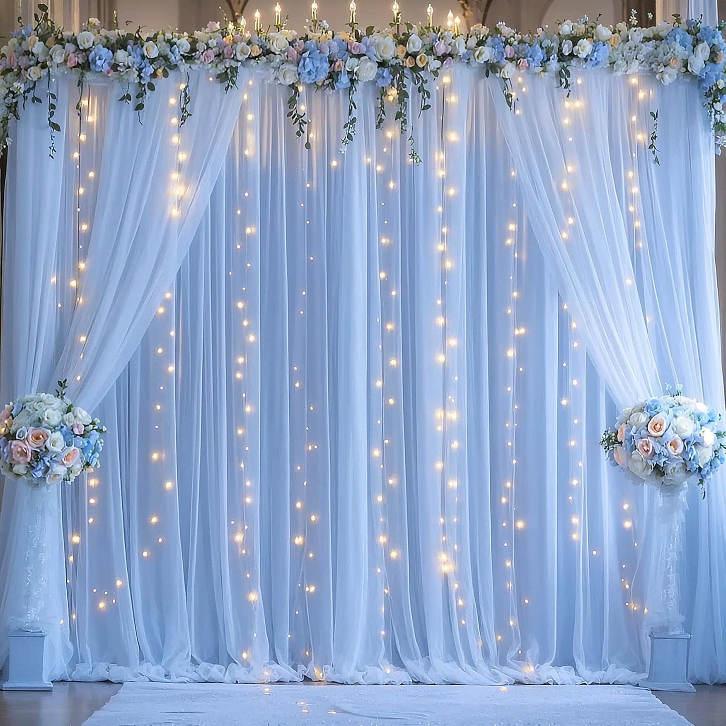 Baby Blue Tulle Backdrop Curtain for Baby Shower Boys Birthday Party Baby Blue Sheer Backdrop Curtains Drapes for Parties Photoshoot Background Decorations 2 Panels 5ft X 8 ft