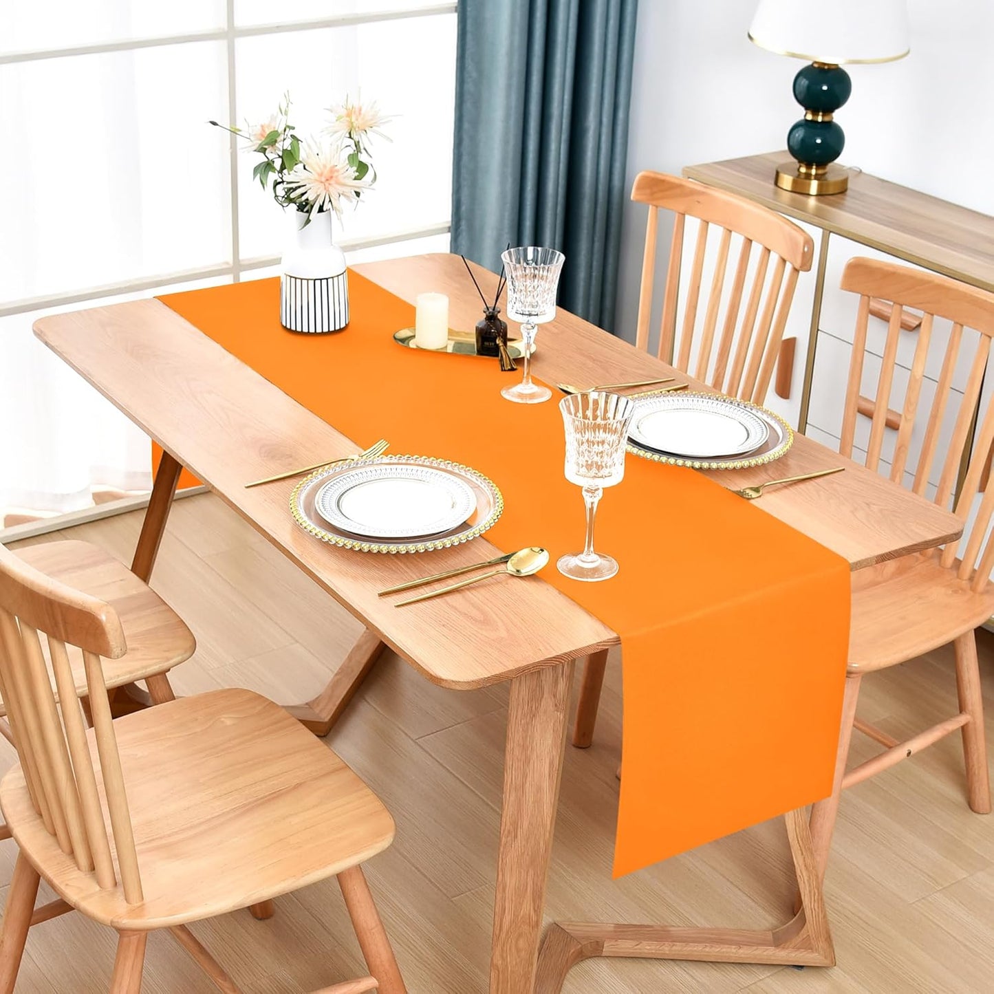 Farmhouse Orange Table Runner Dining Table Runners 48 Inches Long Coffee Table Runner for Dresser Living Room Bedroom Holiday Party Banquet 12X48 Inch