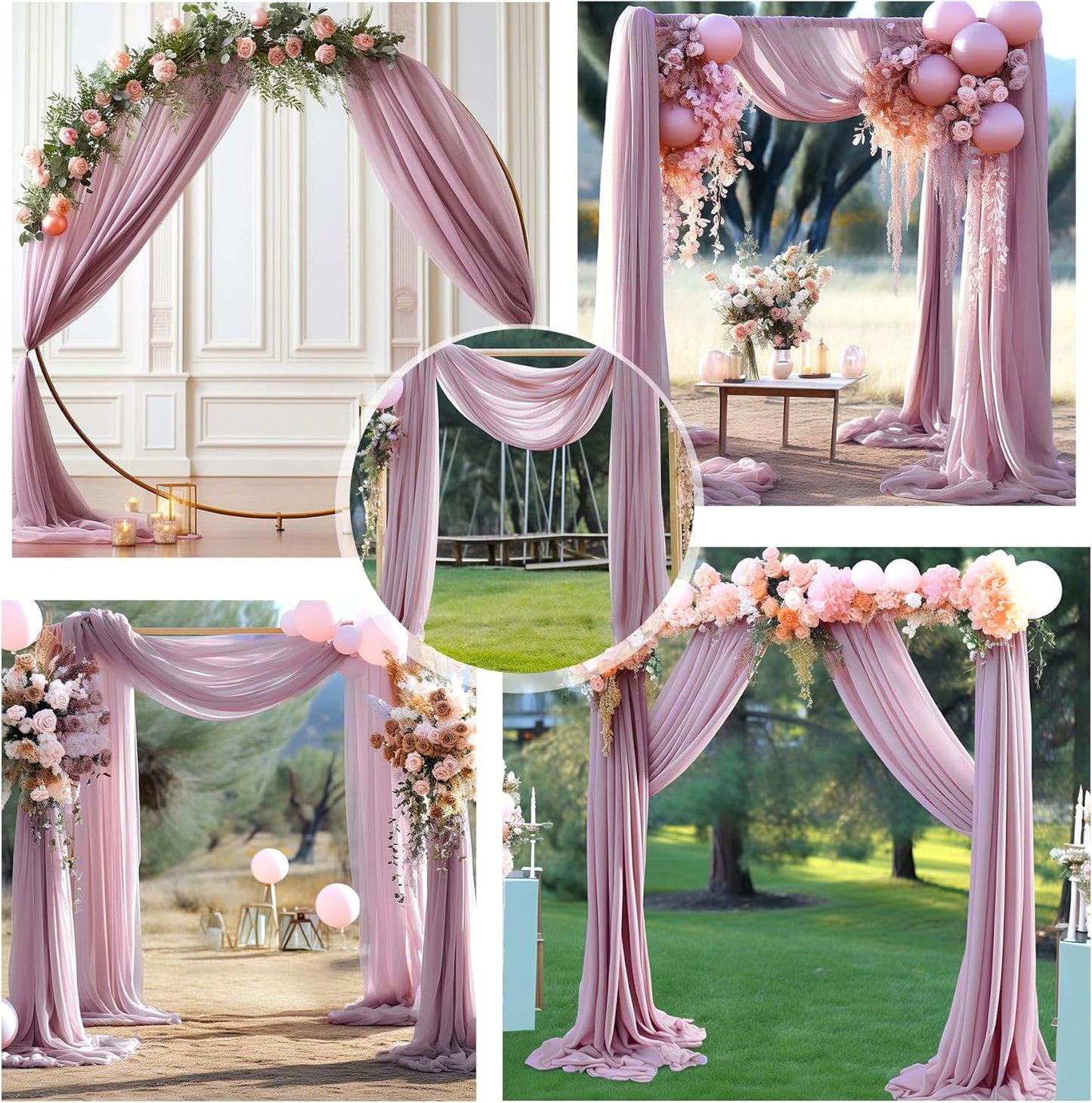 Arch Drapes for Wedding Arch Draping Fabric Dusty Rose Sheer Backdrop Curtain for Ceremony Bridal Party Decor 19Ft Length x 28" Width 1 Panel