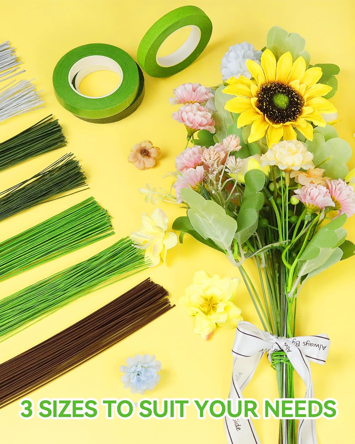 100 PCS 18 Gauge Green Floral Wire Stems for Artificial Flower Making,Flexible Paddle Wires for Crafts Christmas Wreaths Tree,Garland and Floral Arrangements,Florist Wire,Flower Wires for Crafts