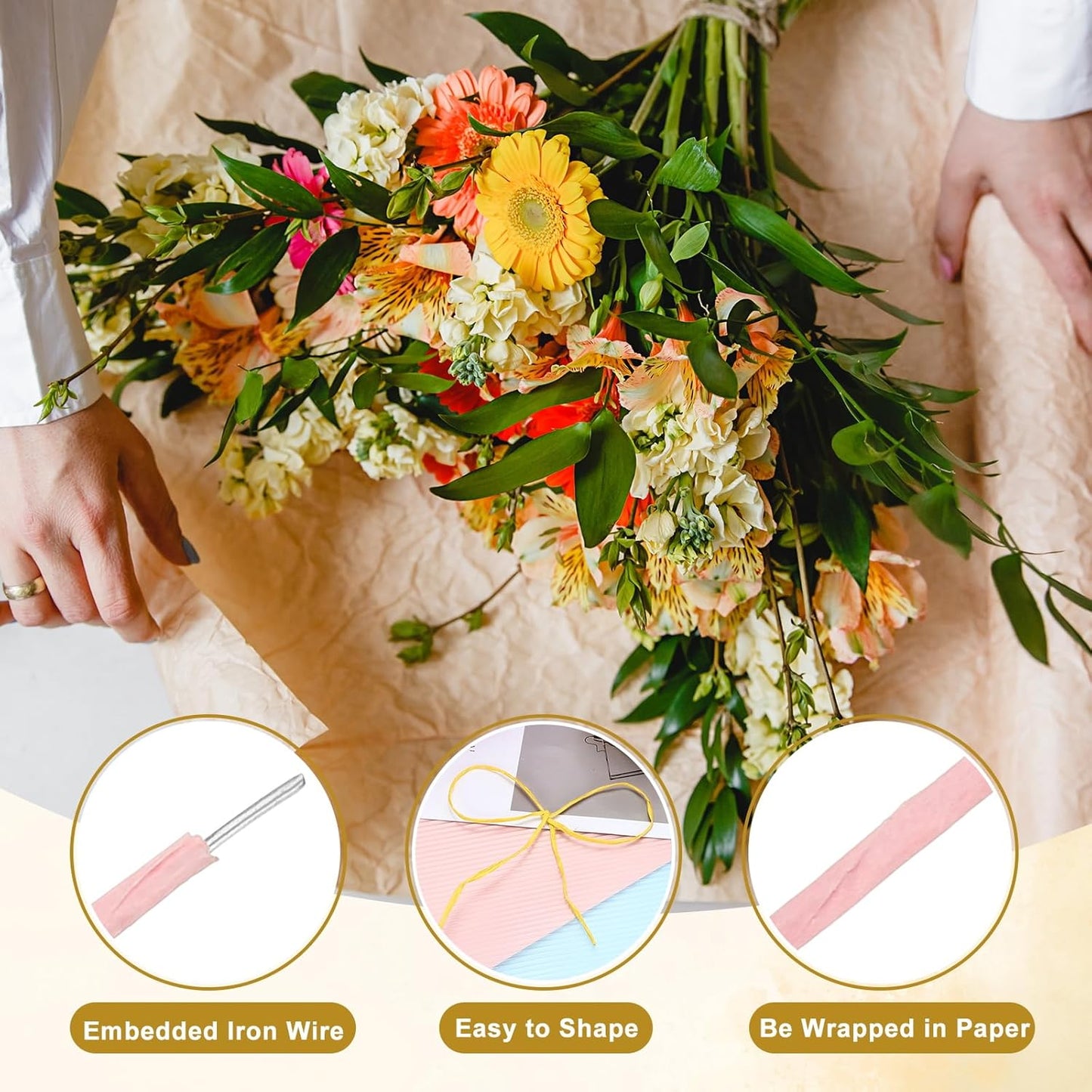 uxcell 55 Yards Floral Bind Wire Wrap Twine, 1mm Floral Wire Vine Bind Wire Rustic Craft Wire for DIY Projects Flower Bouquet Making Wreath Gift Wrapping Wedding Decoration, Pink