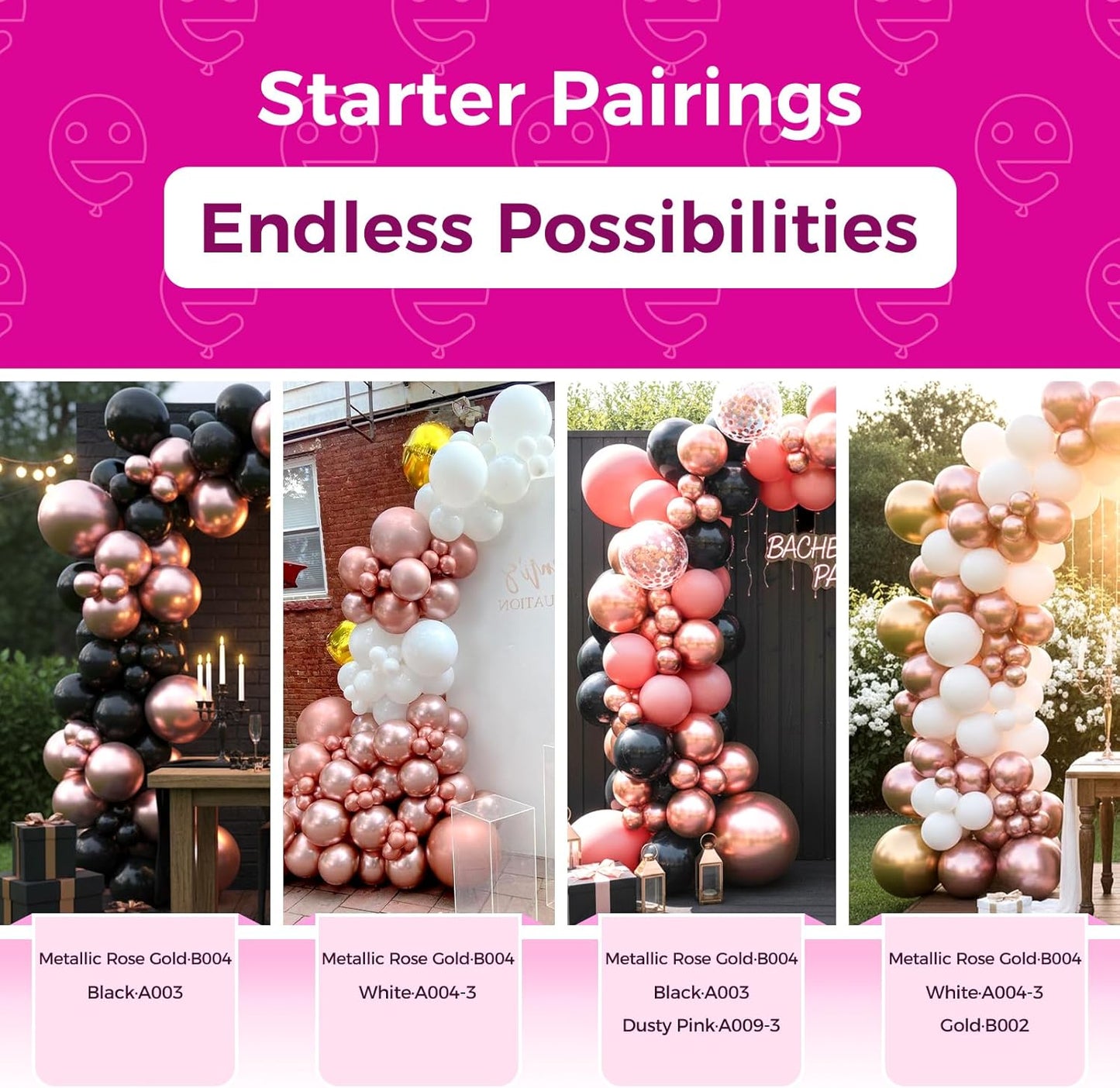 Bezente Rose Gold Metallic Chrome Balloons, 100 Pack 12 inch Rose Gold Latex Round Helium Balloons for Wedding Anniversary Bridal Shower Birthday Party Decorations