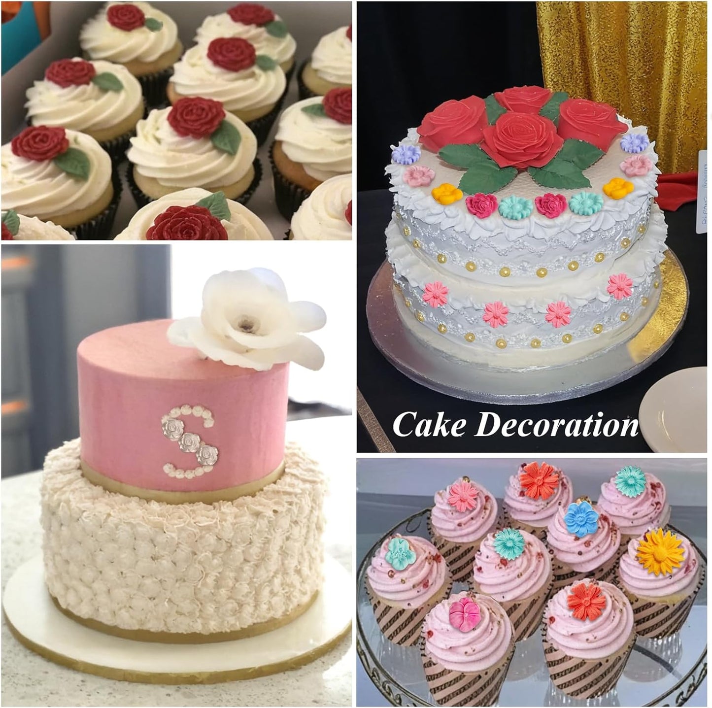 2 Pcs Flower Silicone Molds, Fondant Cake Flower Mold Silicone Polymer Clay Molds Daisy Rose Clay Mold for Cupcake DIY Crafts Cake Decoration