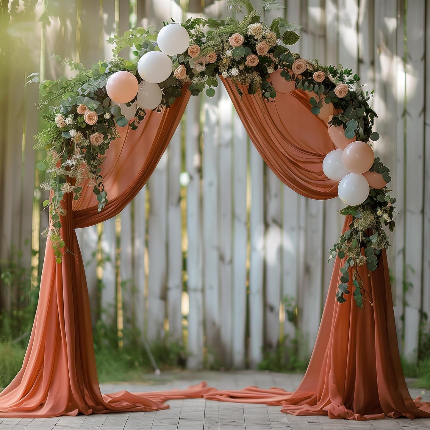Wokceer Wedding Arch Draping Fabric Terracotta 28.7" x 20FT Sheer Drapes Backdrop for Ceremony, Birthday Party, Bridal Shower Decoration