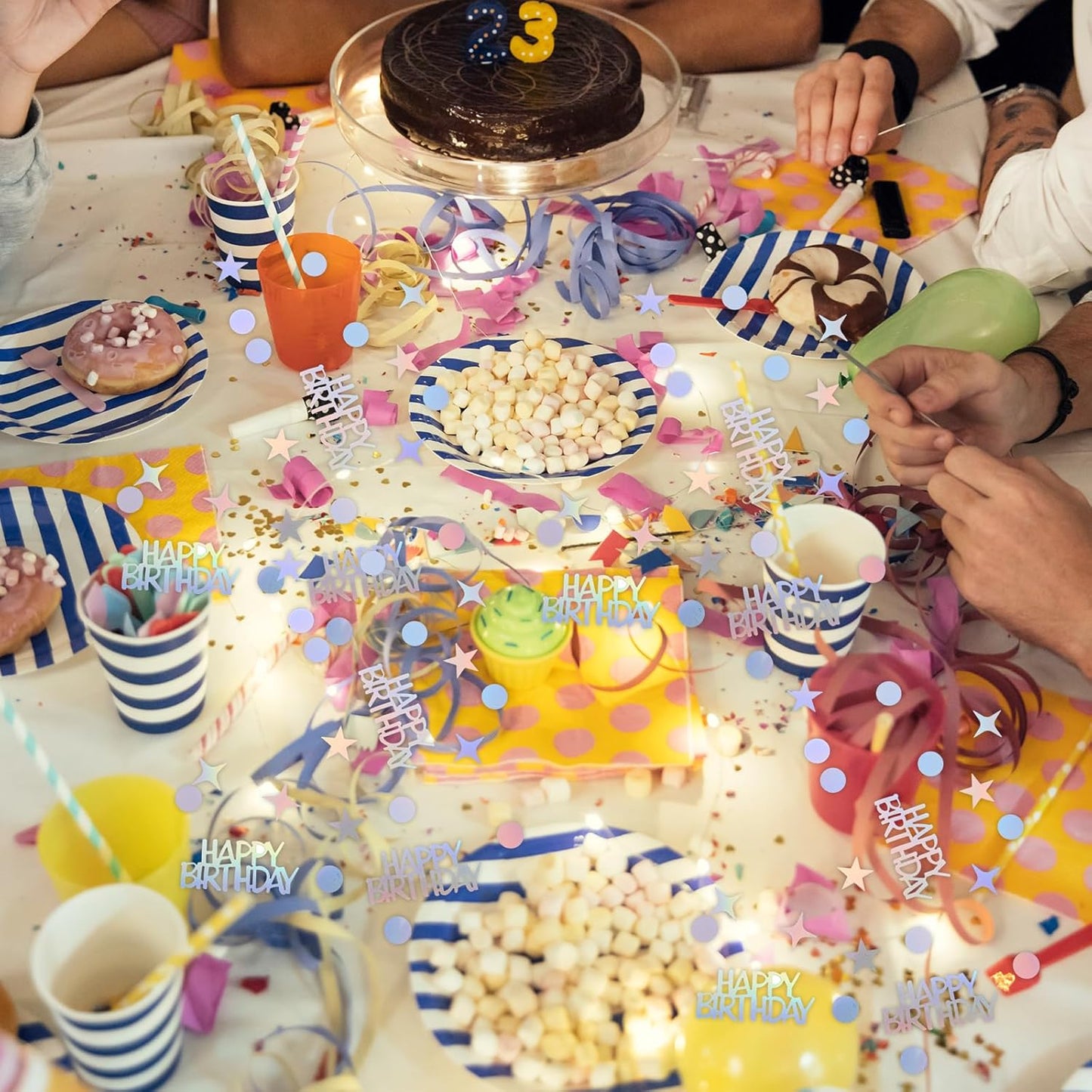 Birthday Confetti for Table, Glitter Birthday Confetti Metallic Foil Sprinkles Table Scatter for Kid Adult Party Baby Shower Decorations DIY Craft Festive Tables Decoration