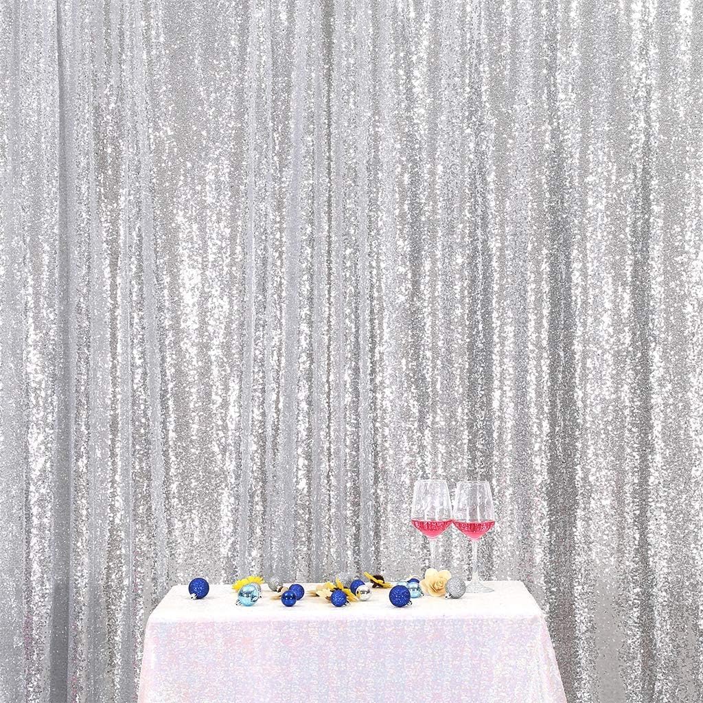 Eternal Beauty Silver Sequin Backdrop, 20x10 Ft Glitter Background Curtains for Shimmer Photography Party Wedding Birthday Back Drop Decor