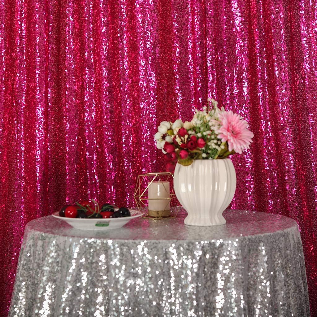 Eternal Beauty Hot Pink Sequin Backdrop, 10x10 Ft Glitter Background Curtains for Shimmer Photography Party Wedding Birthday Back Drop Decor