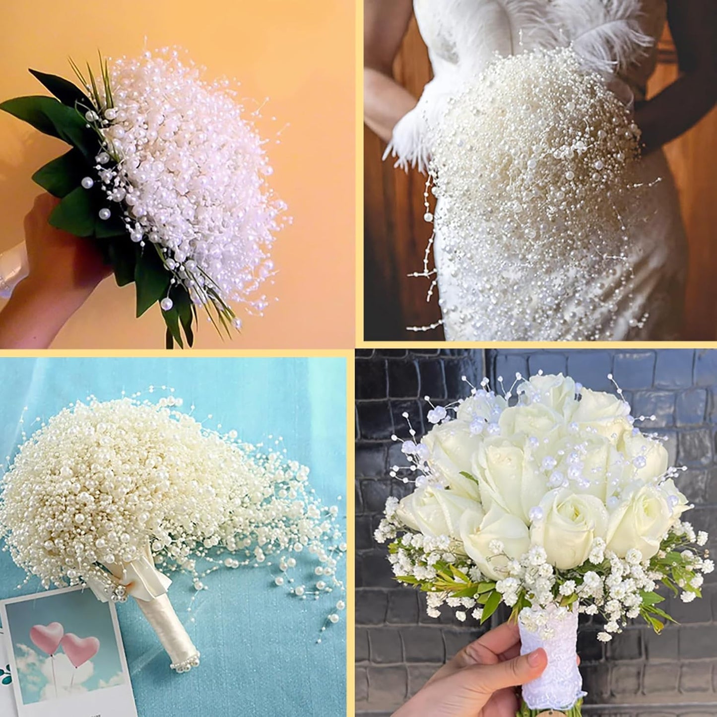 50 PCS Artificial Floating Beads for Centerpieces Vases, Black 8+3mm String Beads for Wedding Party Faux Pearl String for Decorating, String Pearls for Crafts Vase Filler