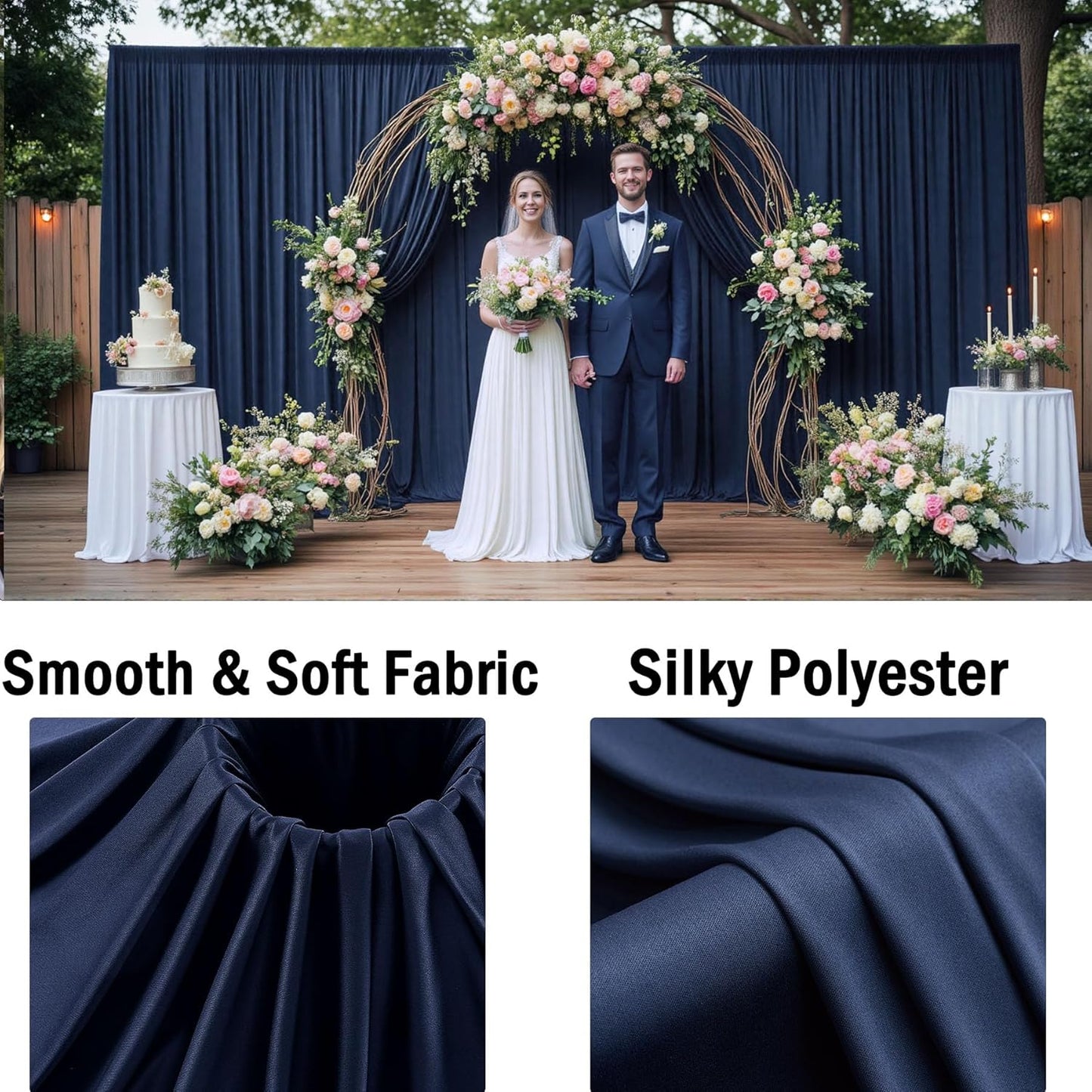 20ftx10ft Navy Blue Backdrop Curtains for Party Background, Wrinkle Free Navy Photo Curtains Backdrop Drapes 4 Panels Back Drop Cloth for Wedding Birthday Photography Baby Shower Decor