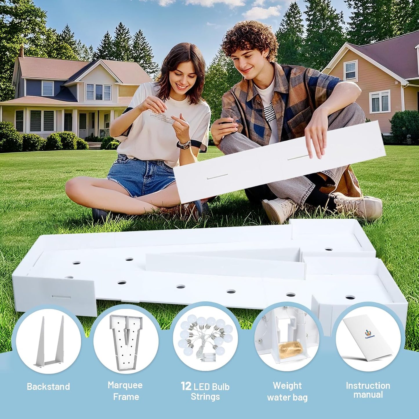 4FT Marquee Light Up Letters V,Party Decoration Large Marquee Light Up Letters with Weighted Water Bag,Pre-cut Foam Board Set Can Be Used for Birthdays,Weddings,Baby Anniversaries