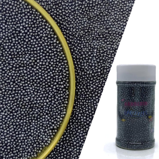 Edible Black Sprinkles Candy 2mm Mini Pearls Cake Decorations Cupcake Toppers Cookie Decorating Perfect for Wedding Party Valentine Halloween Christmas Supplies 3OZ
