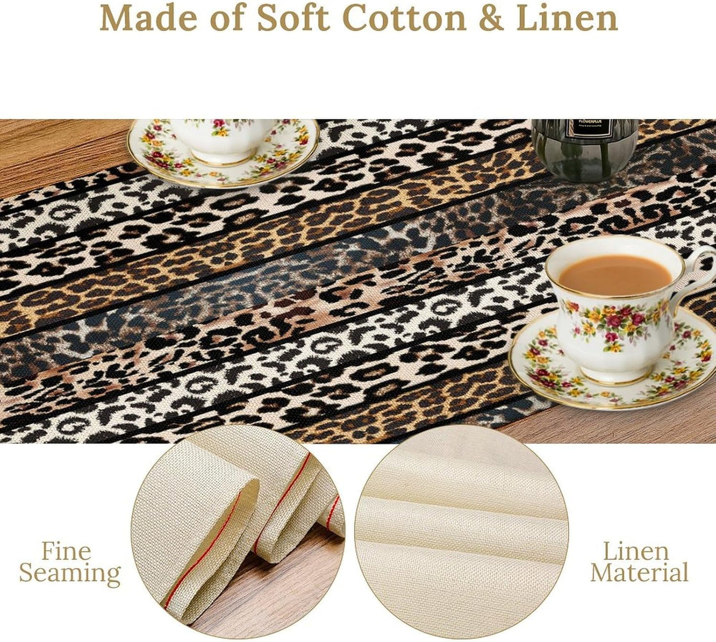 Cow Patchwork Print Table Runner, Country Farm Animal Fur Skin Farm Safari Wildlife Pattern Table Runner for Dinner Dinning Home Kitchen Living Room Party Holidays Setting, 13x108 Inch