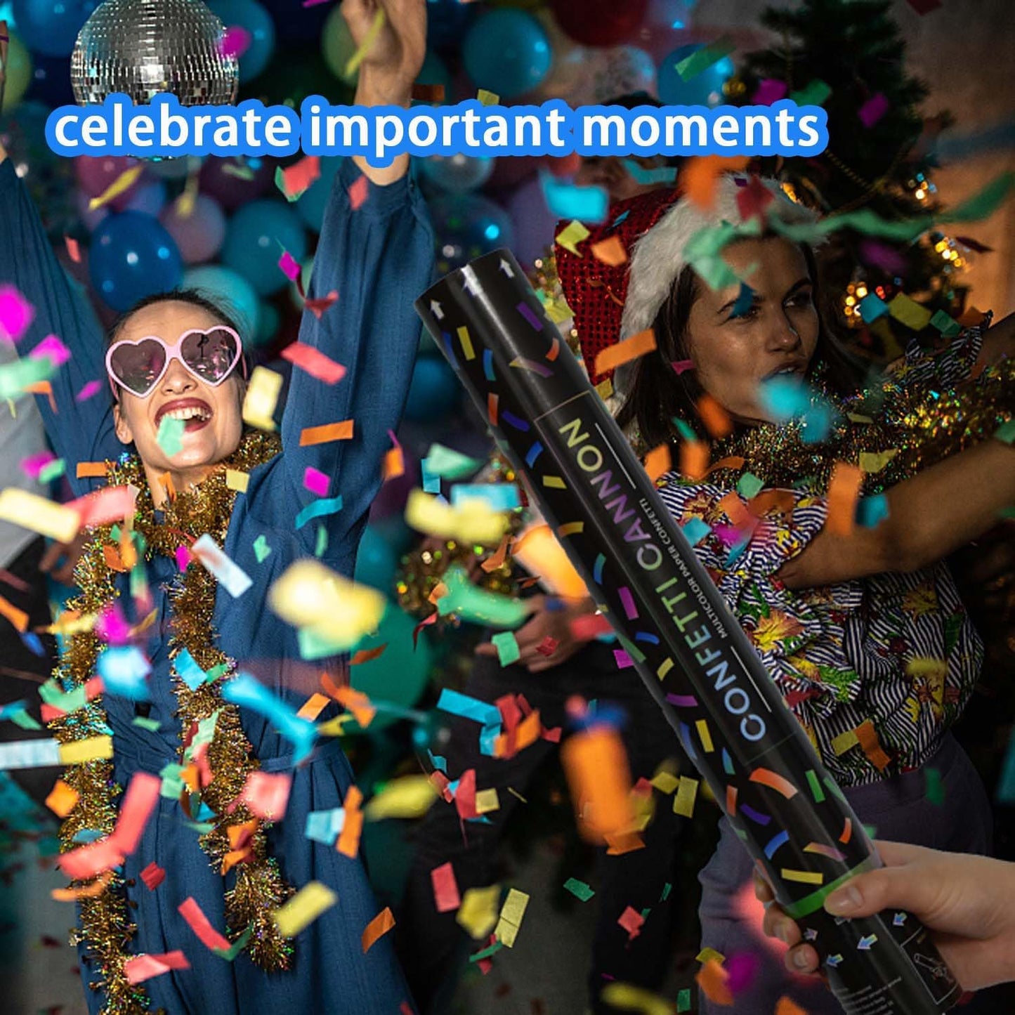 16 Inch [6 Pack] Biodegradable Confetti Cannon Party Poppers Party Supplies, Air Powered | Launches 20-25ft | Celebrations, New Year's Eve,Birthdays,Christmas and Weddings