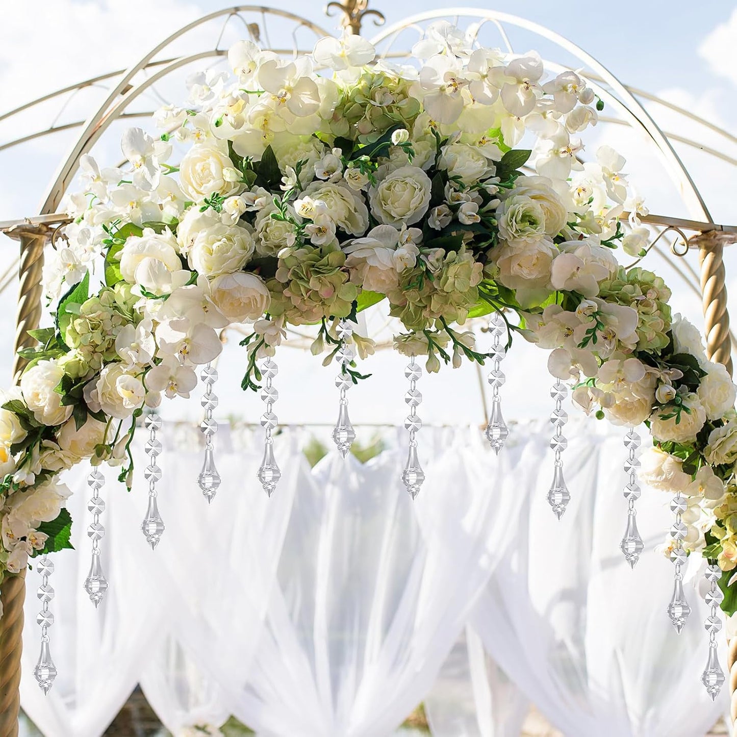 Nuenen 100 Pcs Hanging Crystals for Centerpieces Acrylic Chandelier Garland Beads Strands Prism Decorations Clear Teardrop Chandelier Crystals Pendant Wedding Home Garden Outdoor Ornaments(Lantern)