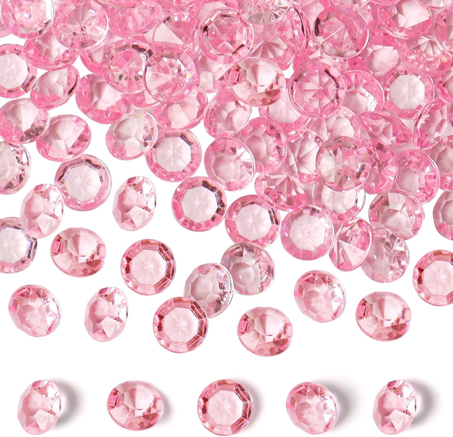 Acrylic Diamonds 10mm Clear Crystals Gems Table Scatter Gemstones for Decoration Wedding Party Birthday Bridal Shower Vase Filler (1000PCS Pink)