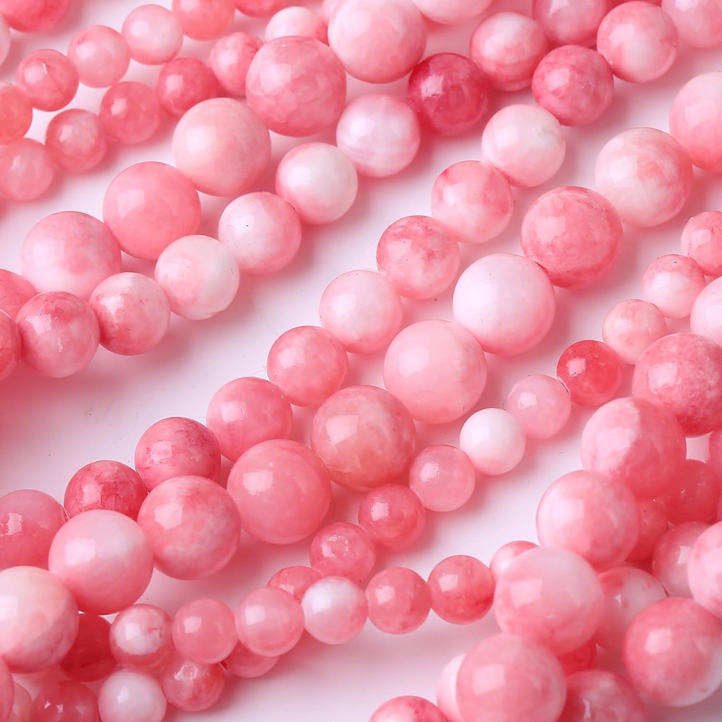 Pink Persian Jade Stone Beads Gemstone Round Crystal Energy Jade Beads Stone Beads for Jewelry Making DIY Bracelet Necklace Jewelry Making 1 Strand 15.5inch 60PCS 6MM