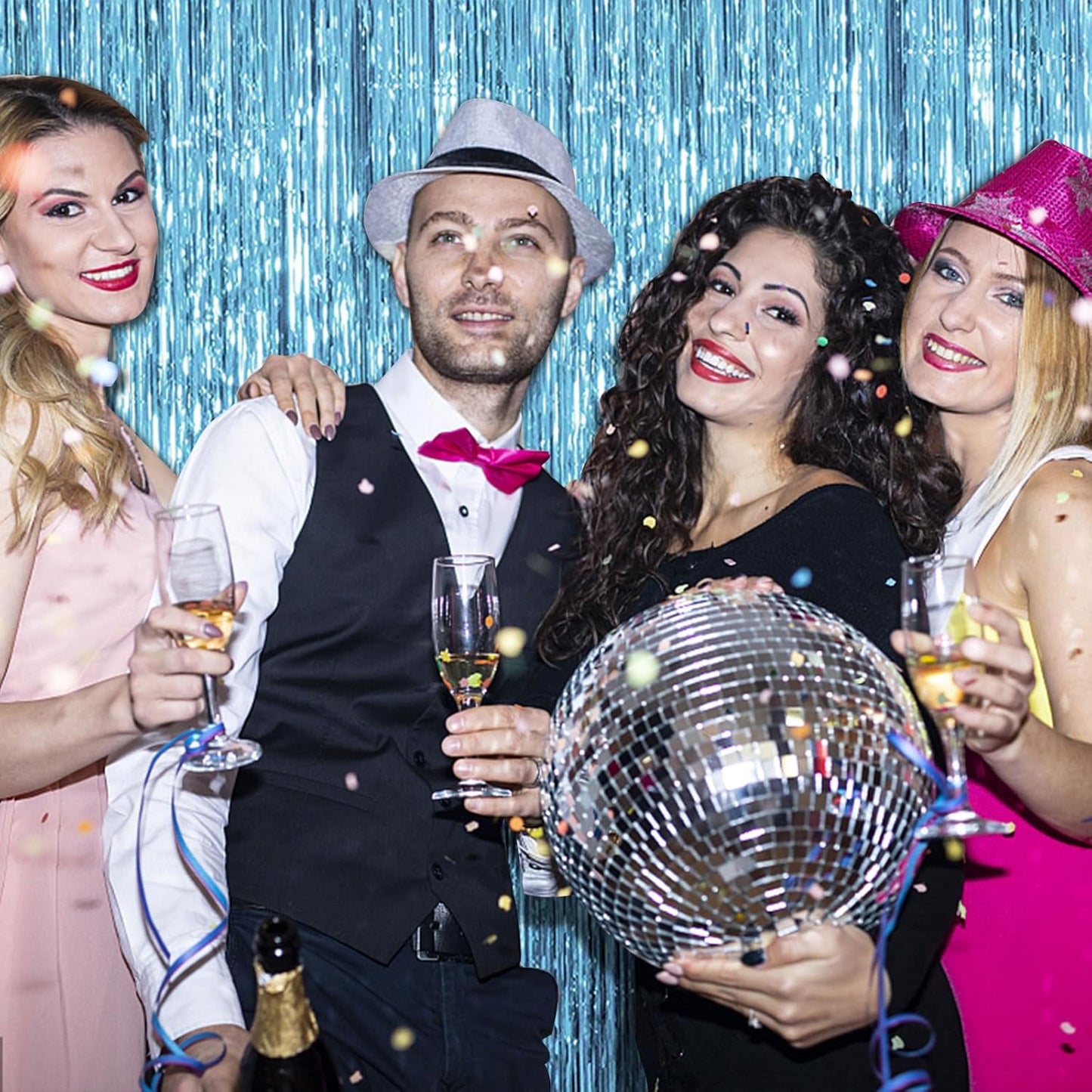 20 Pack Blue Backdrop Curtain Tinsel Streamers Ocean Themed Decor Birthday Party Decorations Foil Fringe Backdrop Graduation Baby Shower Bachelorette Winter Party Decorations Supplies