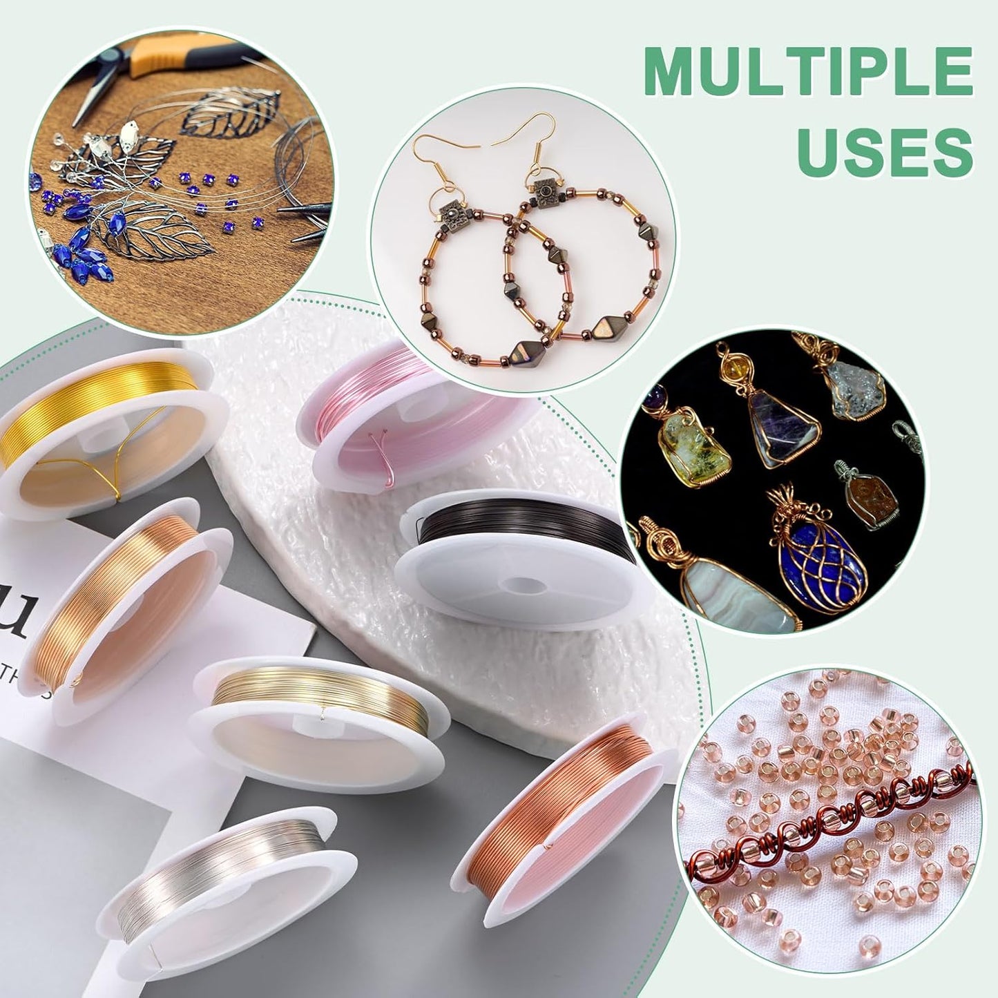 0.6 mm/22 Gauge Copper Wire for Jewelry Making, 13.1FT Copper Beading Craft Wire for Jewelry/Weaving/DIY Crafting/Planting, Color-Retaining [4M, Gold Tone]