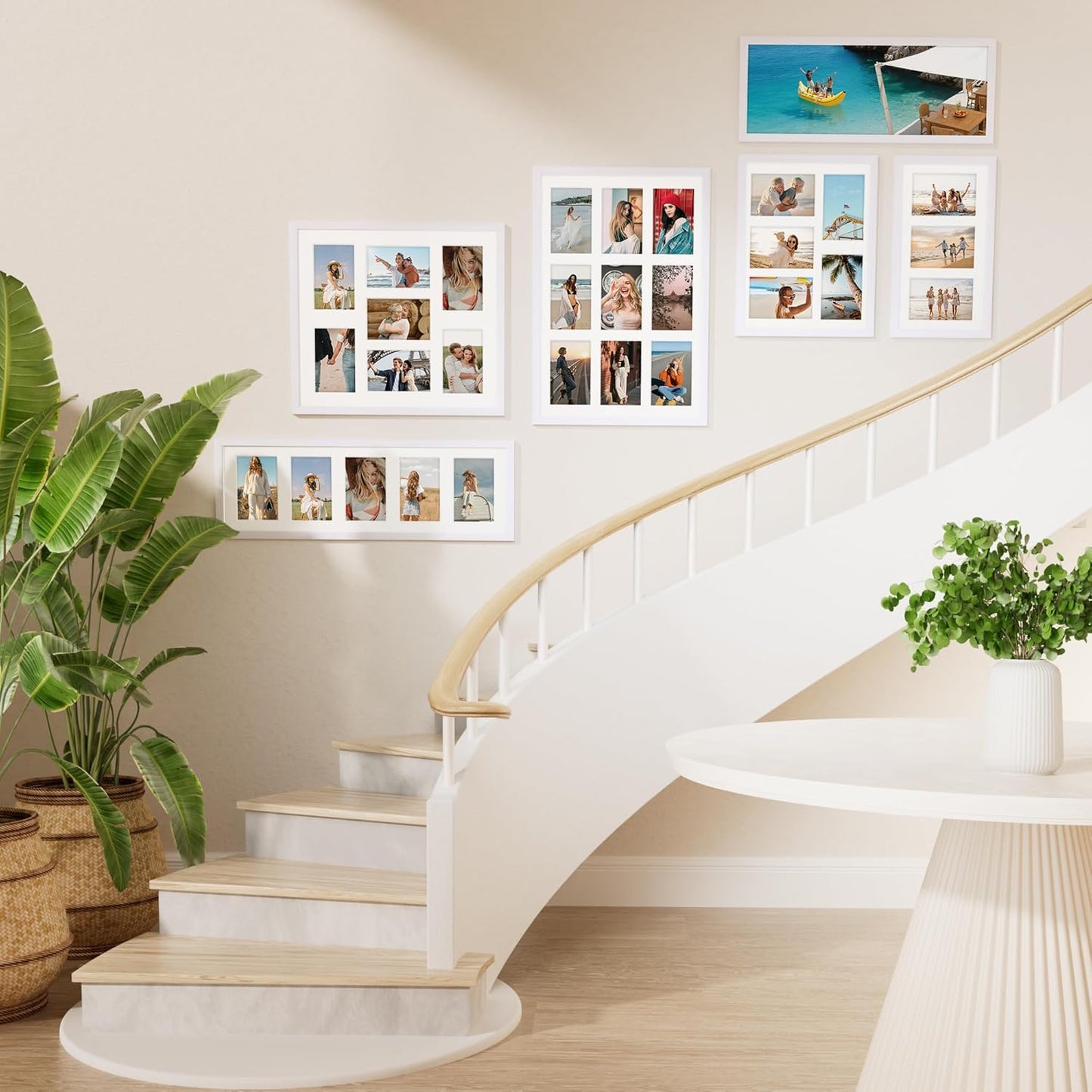 Vittanly 14x20 Collage Picture Frame, Displays 9Pcs 4x6 Pictures with Mat, Picture Frames Collage Wall Decor for Horizontal or Vertical Display, White, 1 Pack