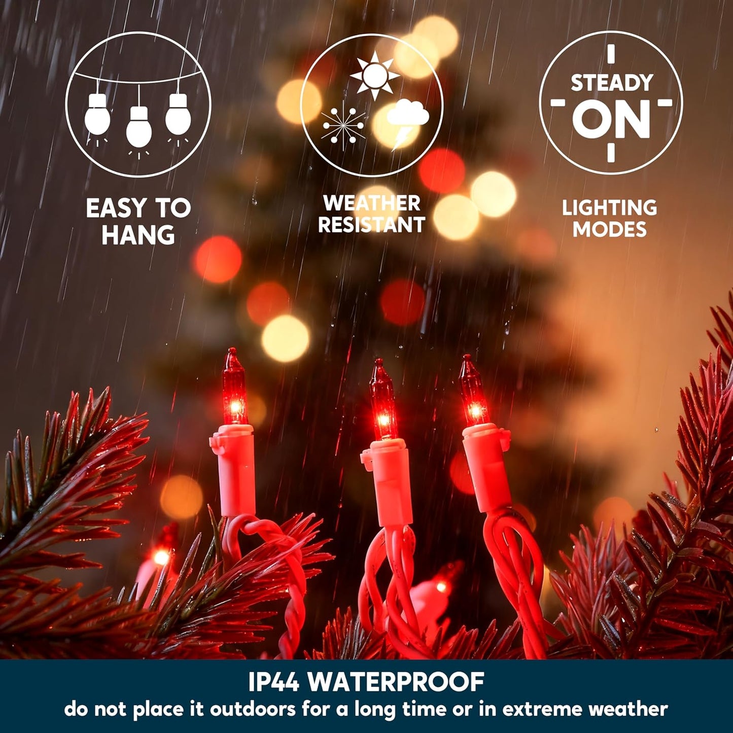 Joiedomi Christmas String Lights Indoor,100 Count Mini Red Light,21.4 FT Lighting Decor for Patio Dorm Classroom Bedroom Holiday Wedding Party Garland Birthday Festival,White Wire