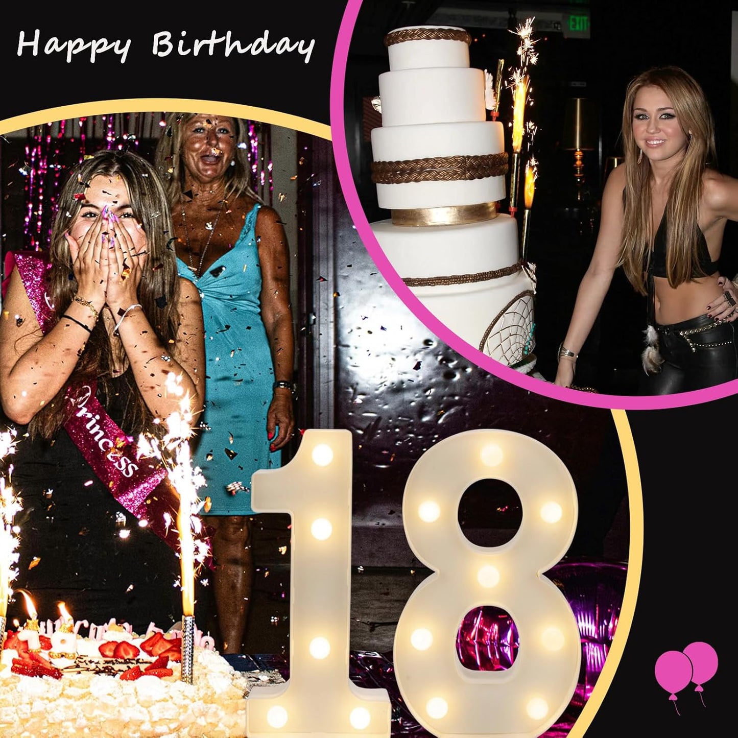 Decorative Led Light Up Numbers, 18th Birthday Decorations, Warm White Led Numbers Lights, Lighted Marquee Number Sign for Sweet 18th Party Decor