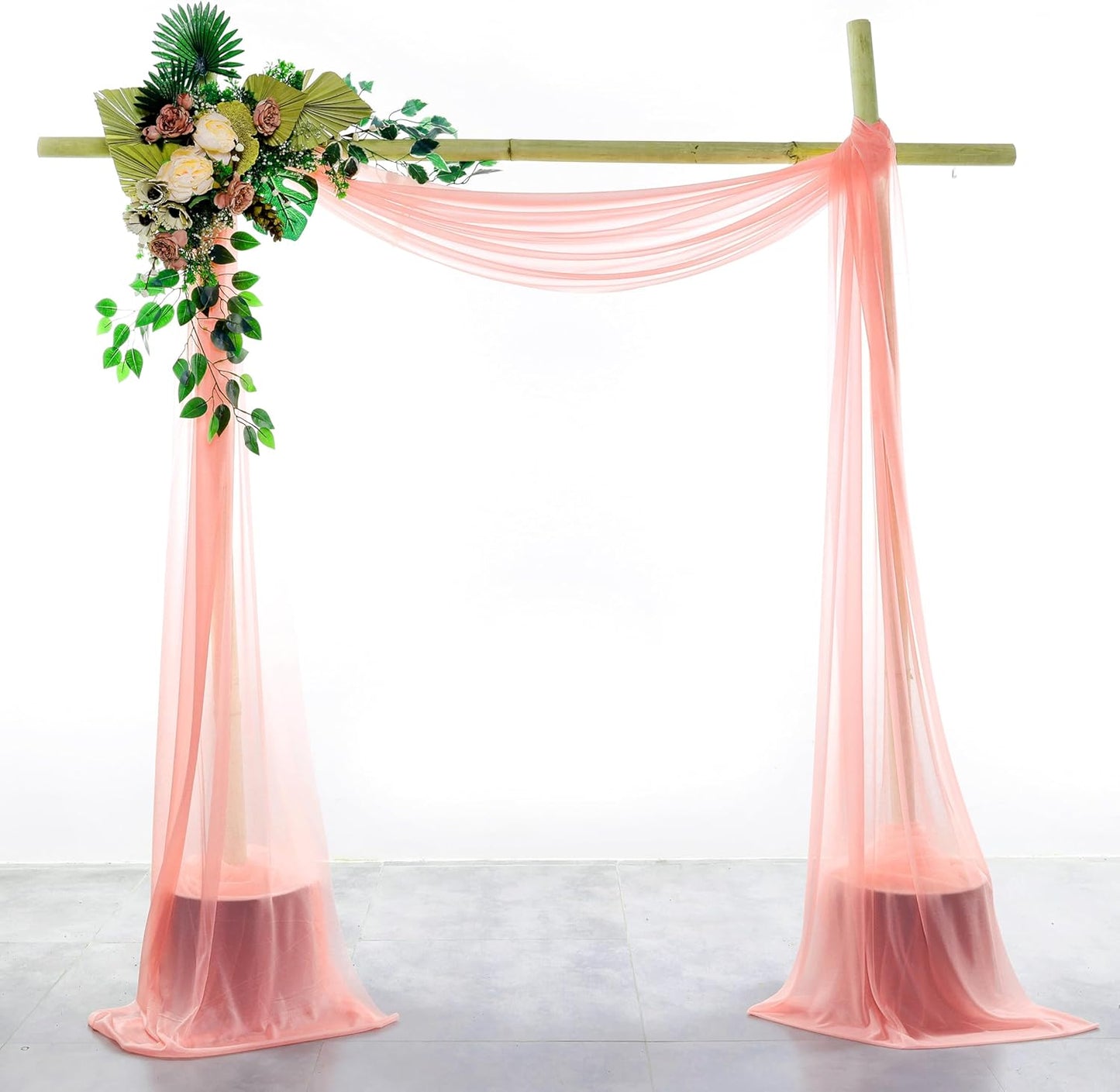 VDS Pack of 1 Panel (30 Inch X 20 Feet) Wedding Arch Draping Fabric Sheer Chiffon Fabric Drapery for Wedding Ceremony Reception Swag Backdrop Canopy Chuppah ARBO Altars Decoration (Peach)