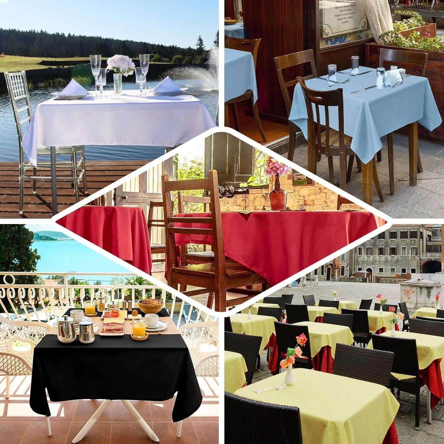 Efavormart 54x54 Black Wholesale Linens Seamless Polyester Square Linen Tablecloth for Wedding Banquet Party Restaurant