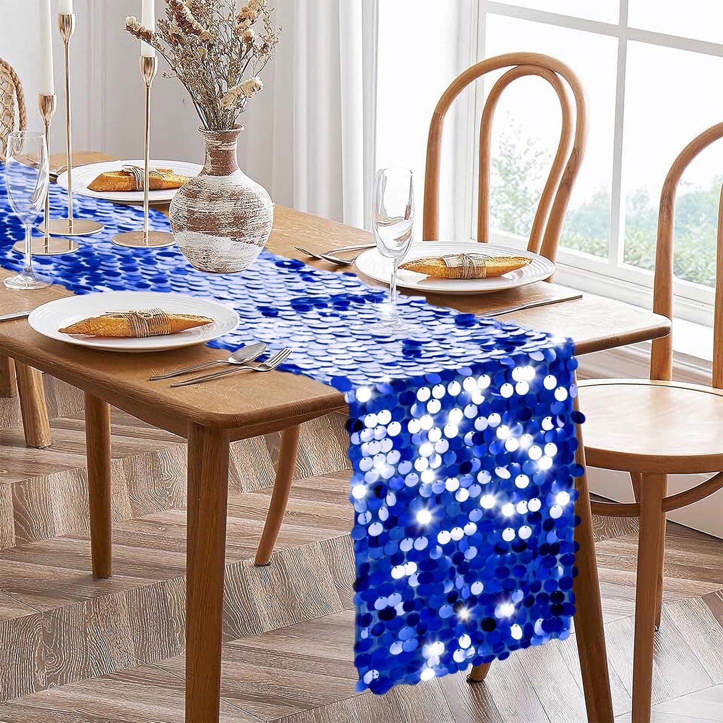 VHH Sequin Table Runner 12 x 108 inches Royal Blue Table Runner, Glitter Runner for Party Wedding Birthday, Party Spring Easter Rustic, Birthday Supplies Decorations (1 Pack).