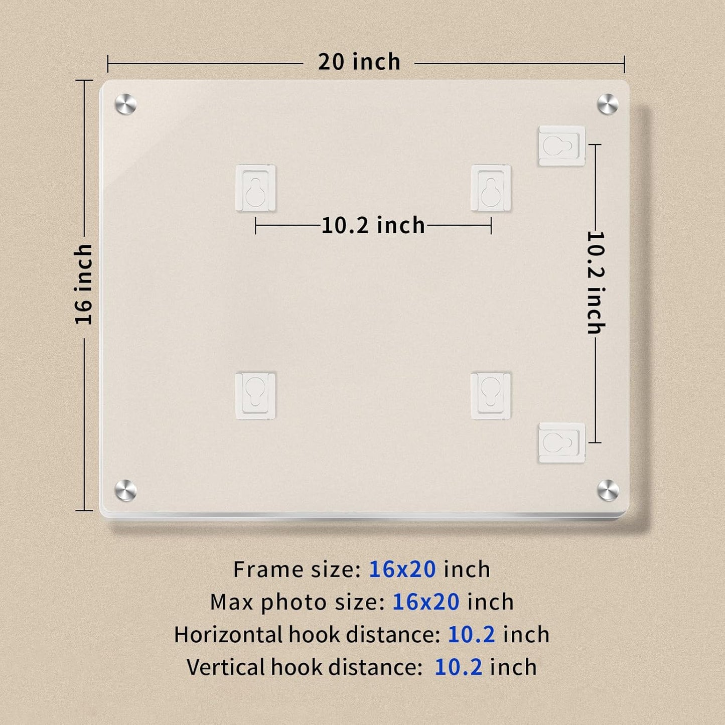 16x20 Acrylic Floating Art Frame for Wall Mount, Clear Magnetic Picture Frame for Artwork Display,Certificates Documents Frames for Family,Office,Wedding