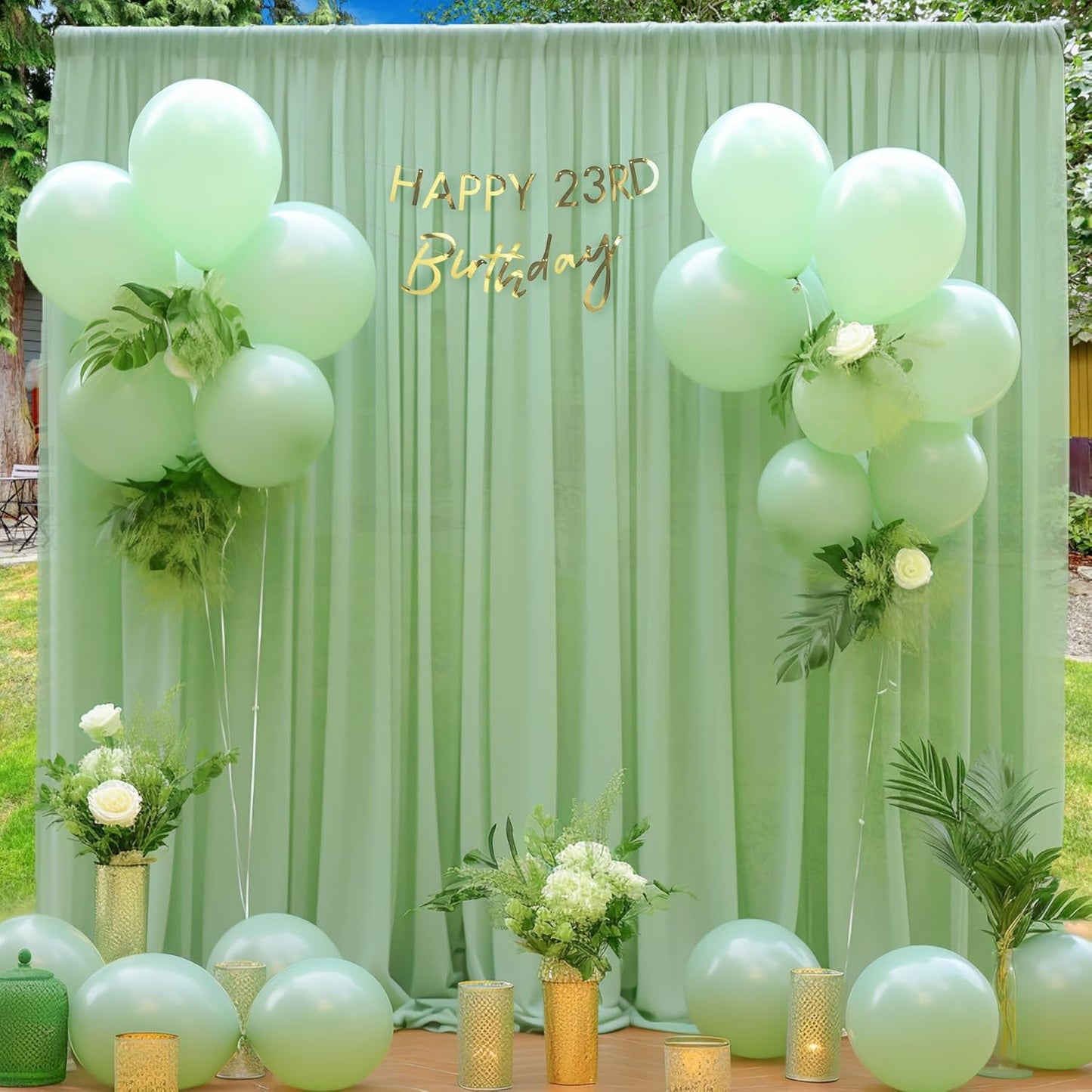 20ft X 10ft Olive Green Tulle Backdrop Curtain for Parites, Sheer Backdrop Curtains Fabric Drapes for Wedding Ceremony Arch Party Stage Decorations