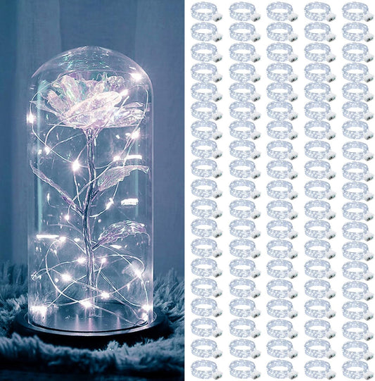 ZGWJ 100 Pack Fairy Lights Battery Operated, 7ft 20 Mini LED Fairy String Lights Silver Wire 4 Modes for DIY, Parties, Wedding, Bedroom, Halloween Christmas Decoration White