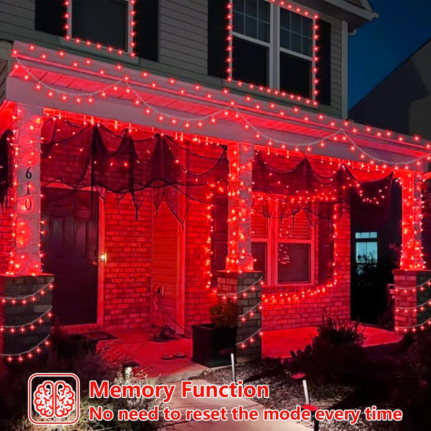 YEGUO 165ft 500 LED Halloween Lights Outdoor Waterproof, Red String Lights Indoor Plug in, 8 Modes Clear Wire for Halloween Holiday Home Tree Garden Patio Decor