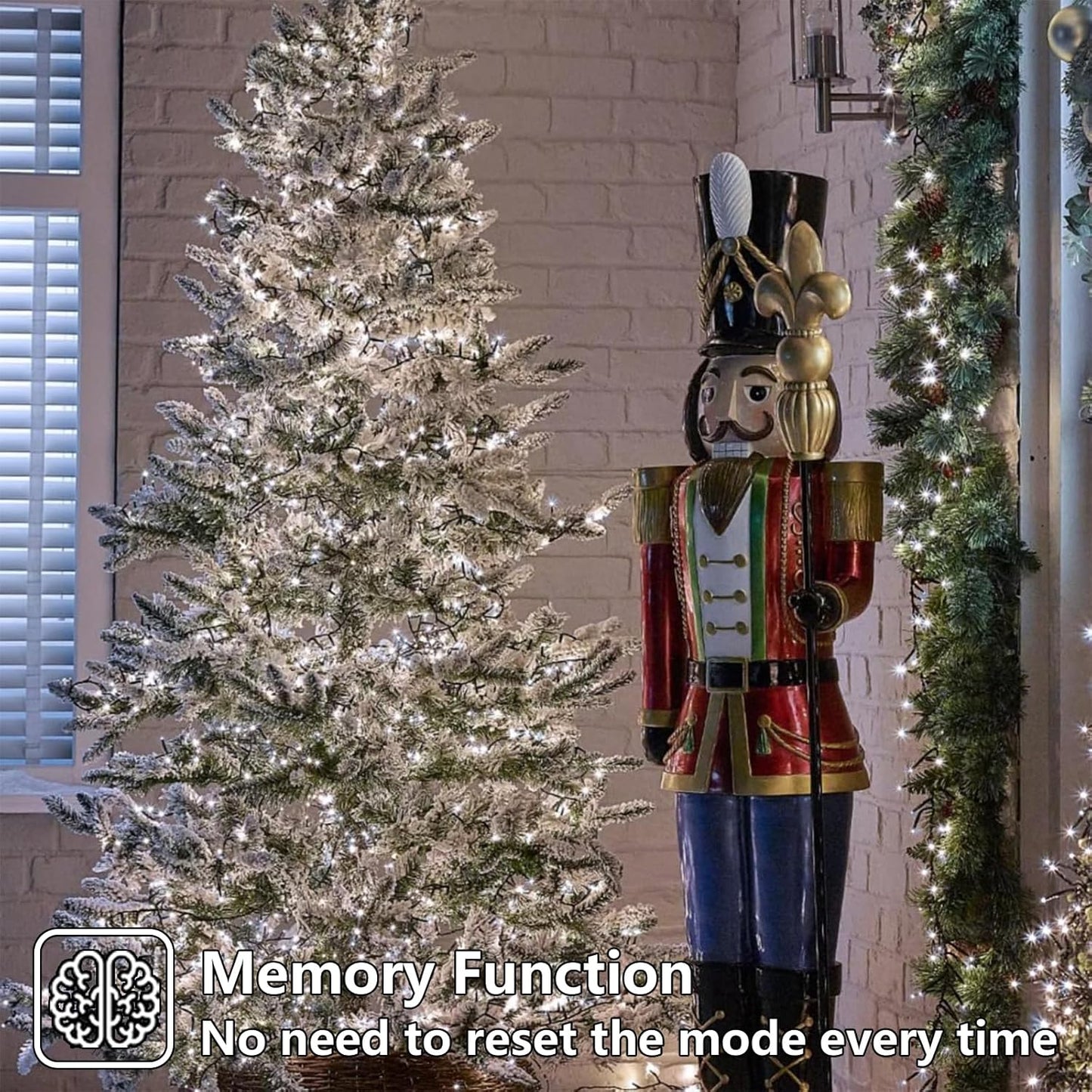 YEGUO 66ft 200 LED Christmas Lights Outdoor Waterproof, White Christmas Tree Light Indoor, Green Wire Twinkle String Light Plug in with Timer Memory 8 Modes