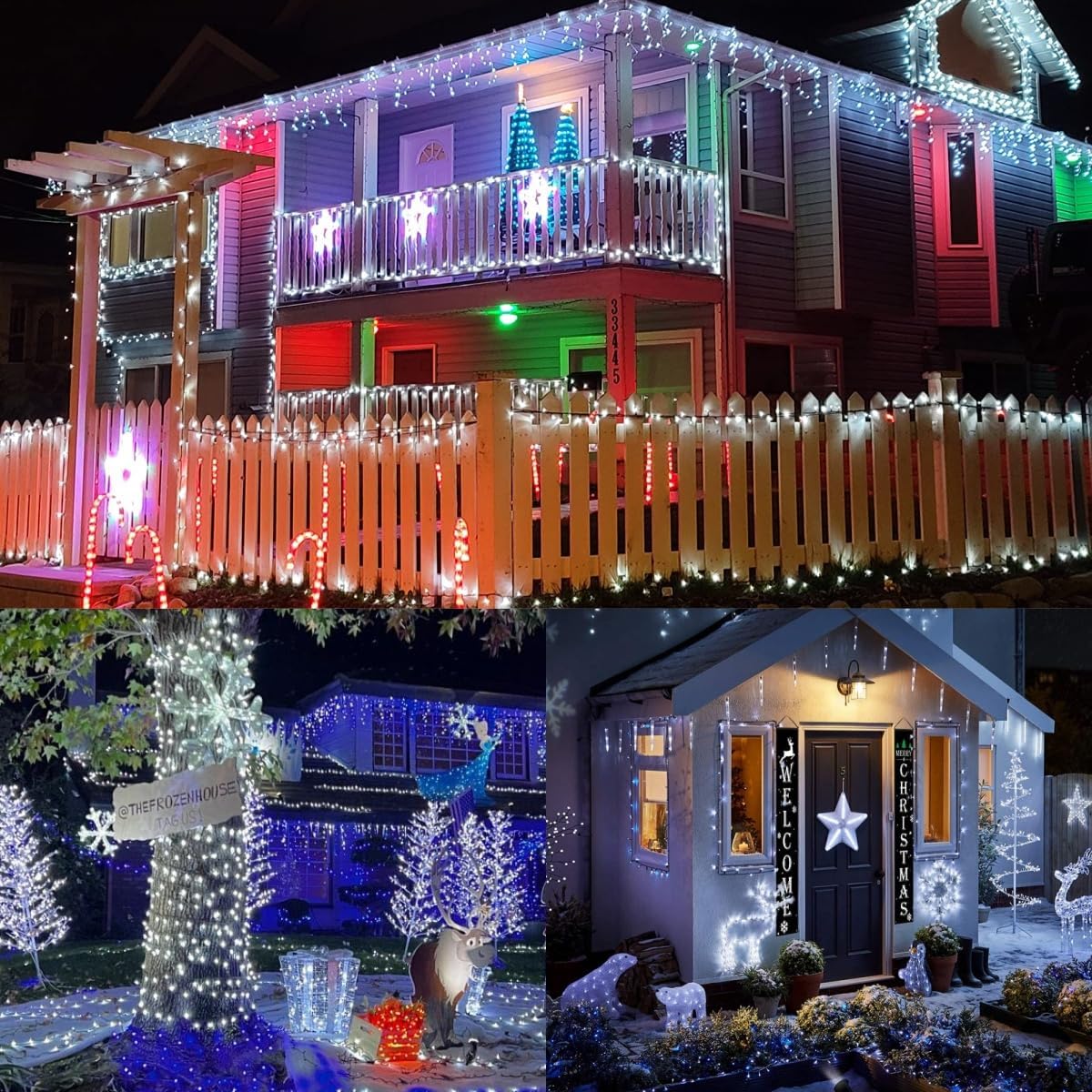 YEGUO 66ft 200 LED Christmas Lights Outdoor Waterproof, White Christmas Tree Light Indoor, Green Wire Twinkle String Light Plug in with Timer Memory 8 Modes