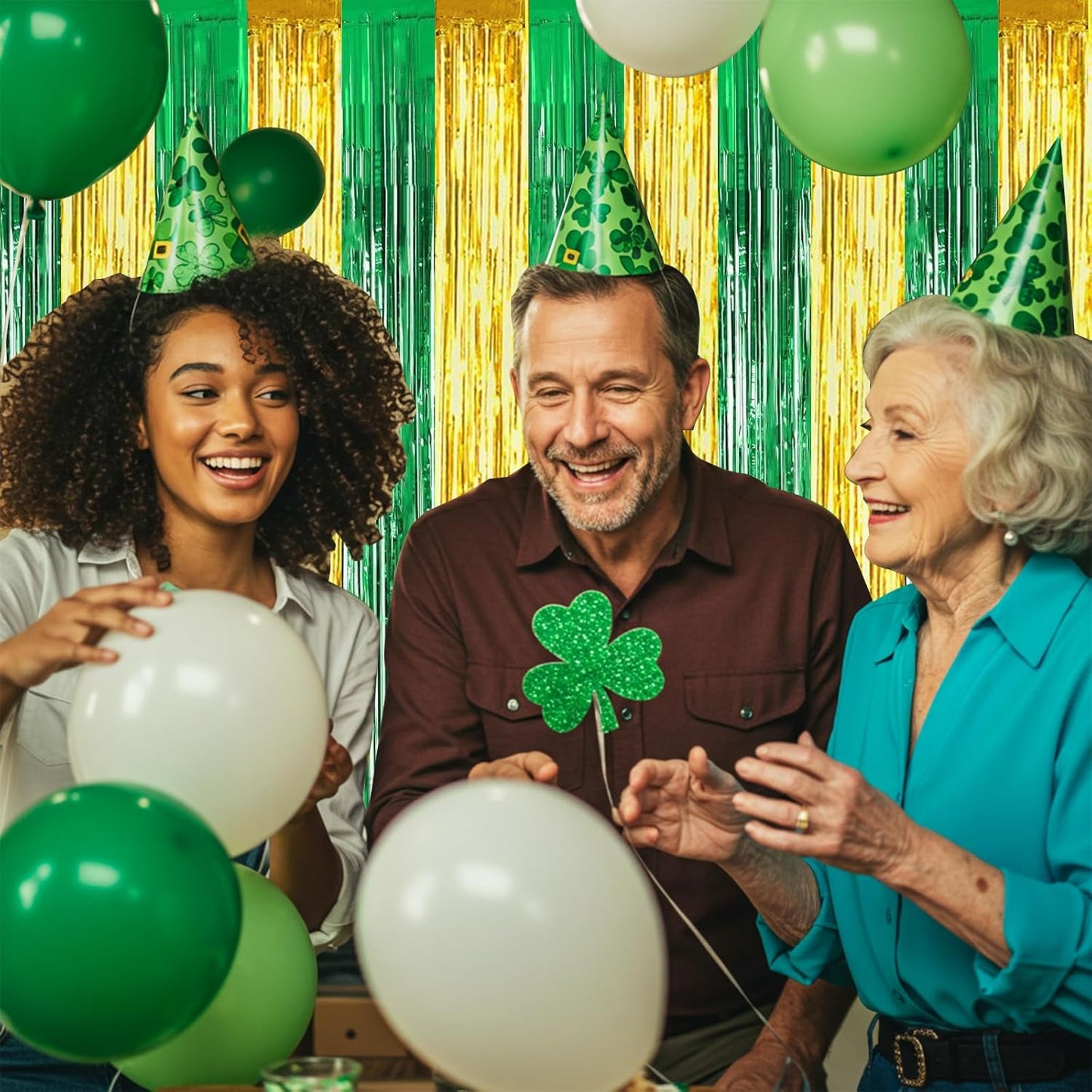 BEISHIDA 2Pcs Green Gold Door Streamers Congrats Grade 2025 Decoration Backdrop Foil Fringe Tinsel Party Streamers Curtains Backdrops for Birthday 2025 Graduation St Patrick's Day (3.28 ft x 6.56 ft)