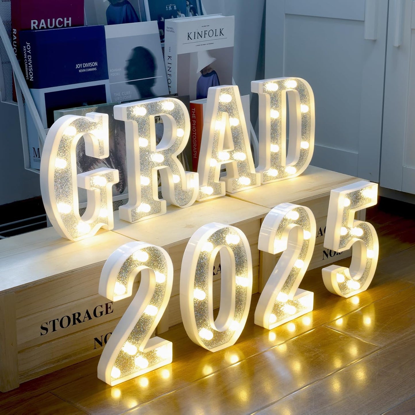 Marquee Light Up Letters, Glitter Silver LED Letter Lights Battery Powered 26 Alphabet Letter Sign for Night Light Wedding Birthday Party Cafe Bar Decoration Girls Room Decor - Pink Light