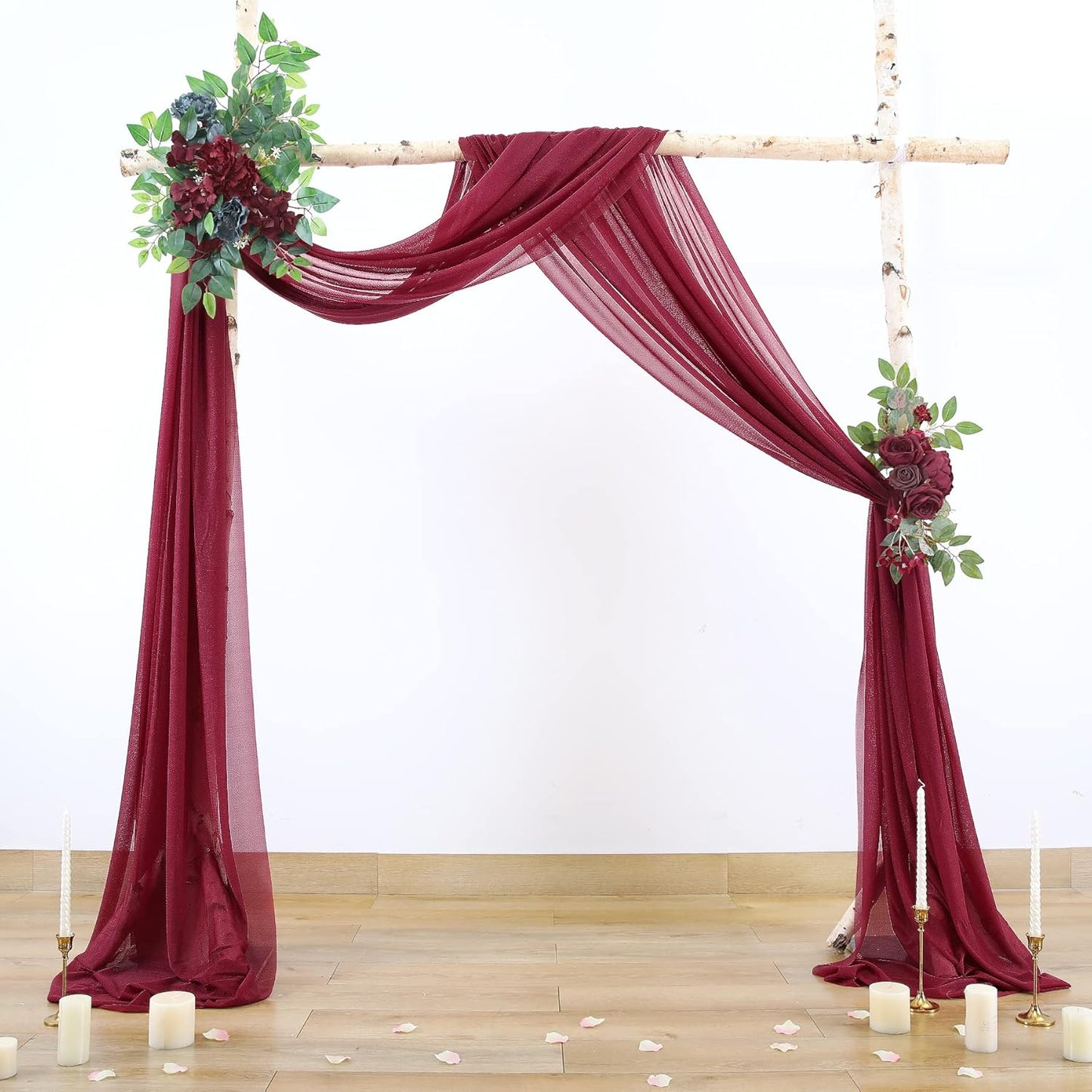 gogoparti Wedding Arch Draping Fabric Burgundy Arch Drapes Sheer Backdrop Curtain for Ceremony Parties Photo Booths Weddings Decor 19Ft Length x 28" Width 1 Panel