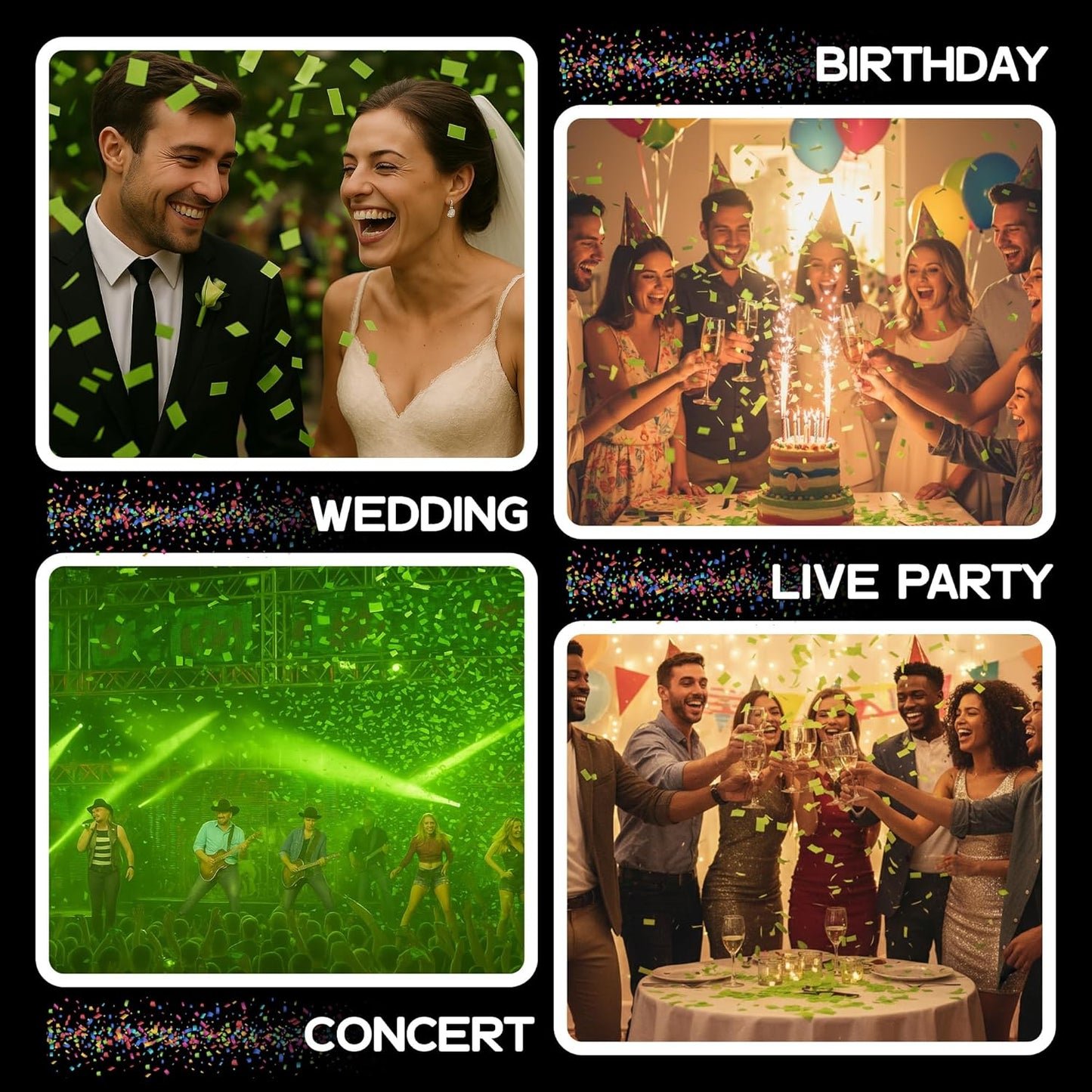 Rectangular Biodegradable Confetti – light Green Fluttering Tissue Paper Confetti for Cannon and Launcher use - Wedding Confeti, Birthday, Parties and Live Events - 1 lb, 16 oz