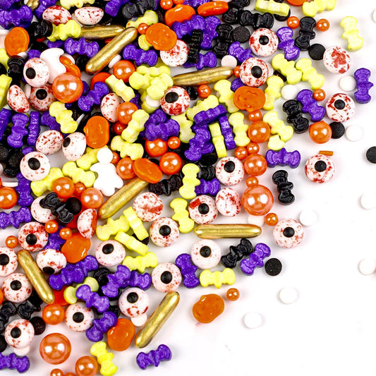 Halloween Sprinkles Mix, Sprinkles for Cake Decorating, Edible Halloween Candy, 180g/ 6.35oz, Cupcake Toppers, Cake Decorations, Ice Cream Toppings, Cookie Decoration(Orange Black Purple)