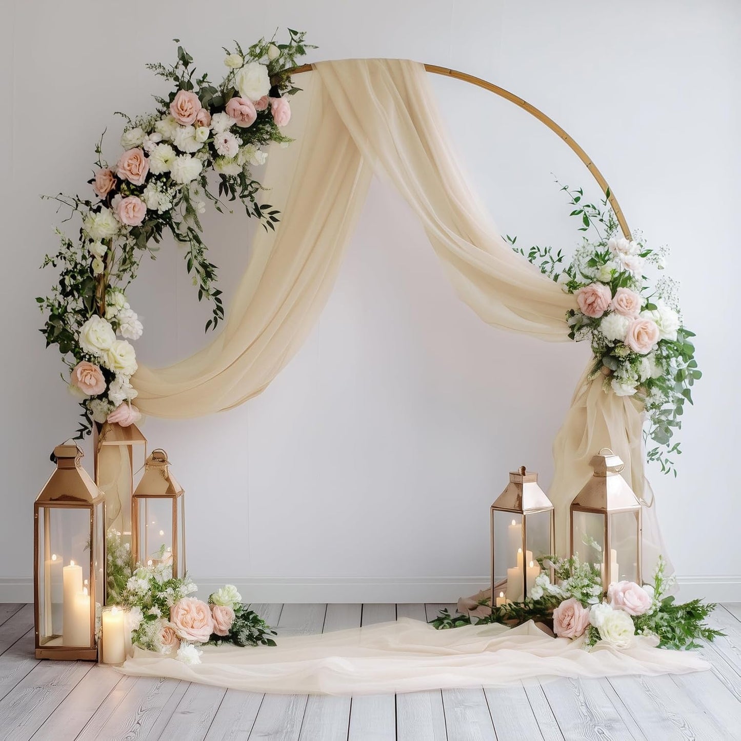 Wedding Arch Draping Fabric 1 Panel 28.7" x 20FT Champagne Sheer Chiffon Backdrop Drapes for Wedding Ceremony Birthday Party Bridal Shower Outdoor Decoration