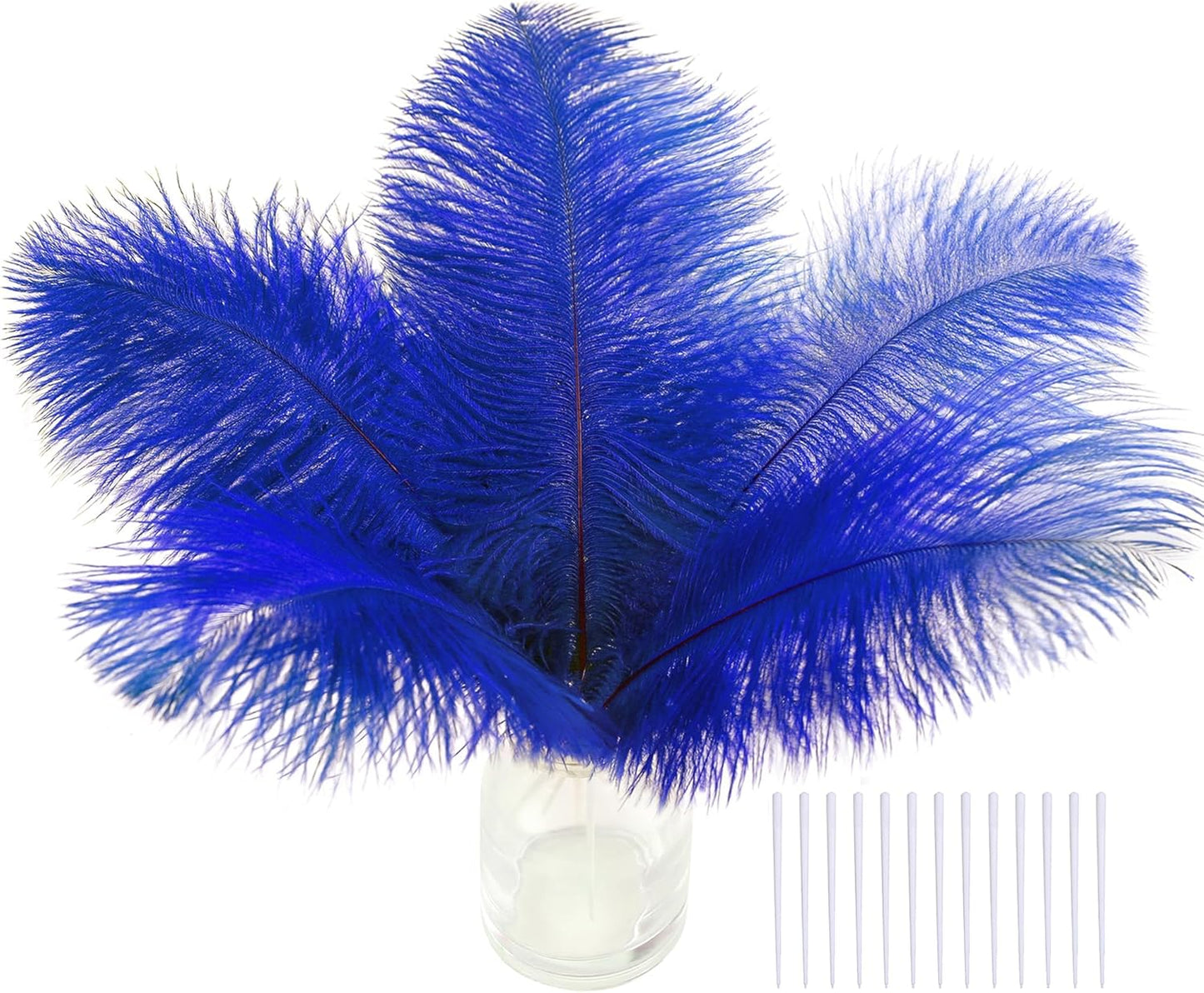 SOGUGOM Blue Craft Ostrich Feathers - 30PCS 8-10 inch Ostrich Feathers Kit for Centerpieces, Kindergarten Crafts, Dream Catchers and DIY Projects(Royal Blue)