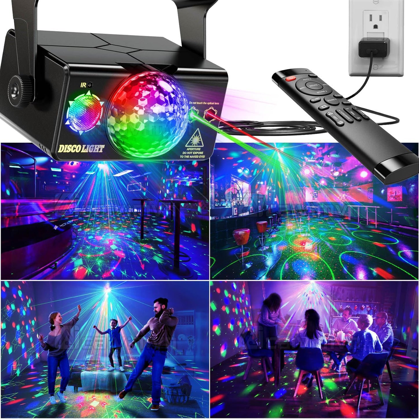 Party Lights Dj Disco Light Disco Ball Stage Strobe Lights LED Projector Sound Activated with Remote Control for Parties Xmas Club Bar Gift Birthday Rave Christmas Home Room Decoration