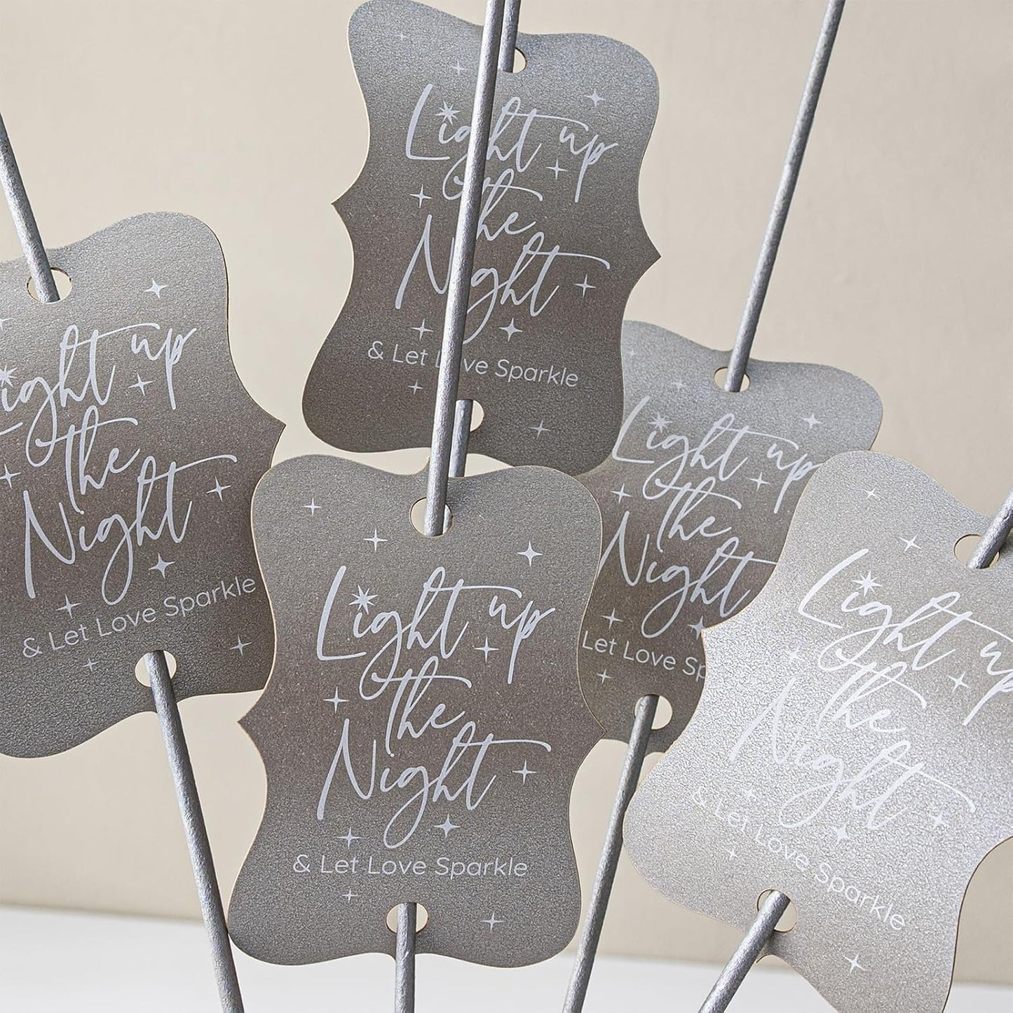 Summer-Ray 50pcs Light up The Night & Let Love Sparkle Wedding Sparkler Tags (Shimmered Silver)