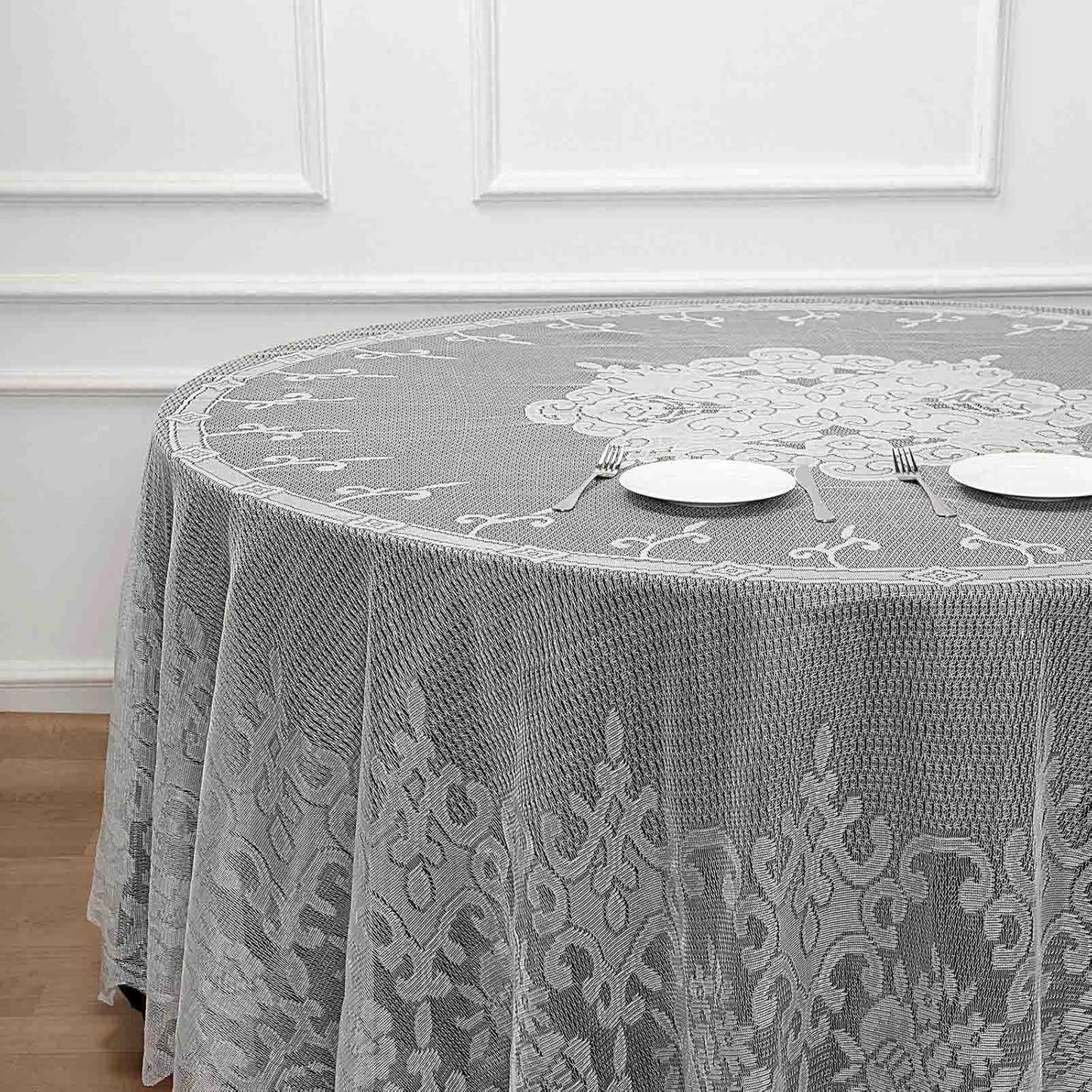 Tableclothsfactory 120" Ivory Premium Lace Round Tablecloth for Banquet Party Wedding Event Home Decor
